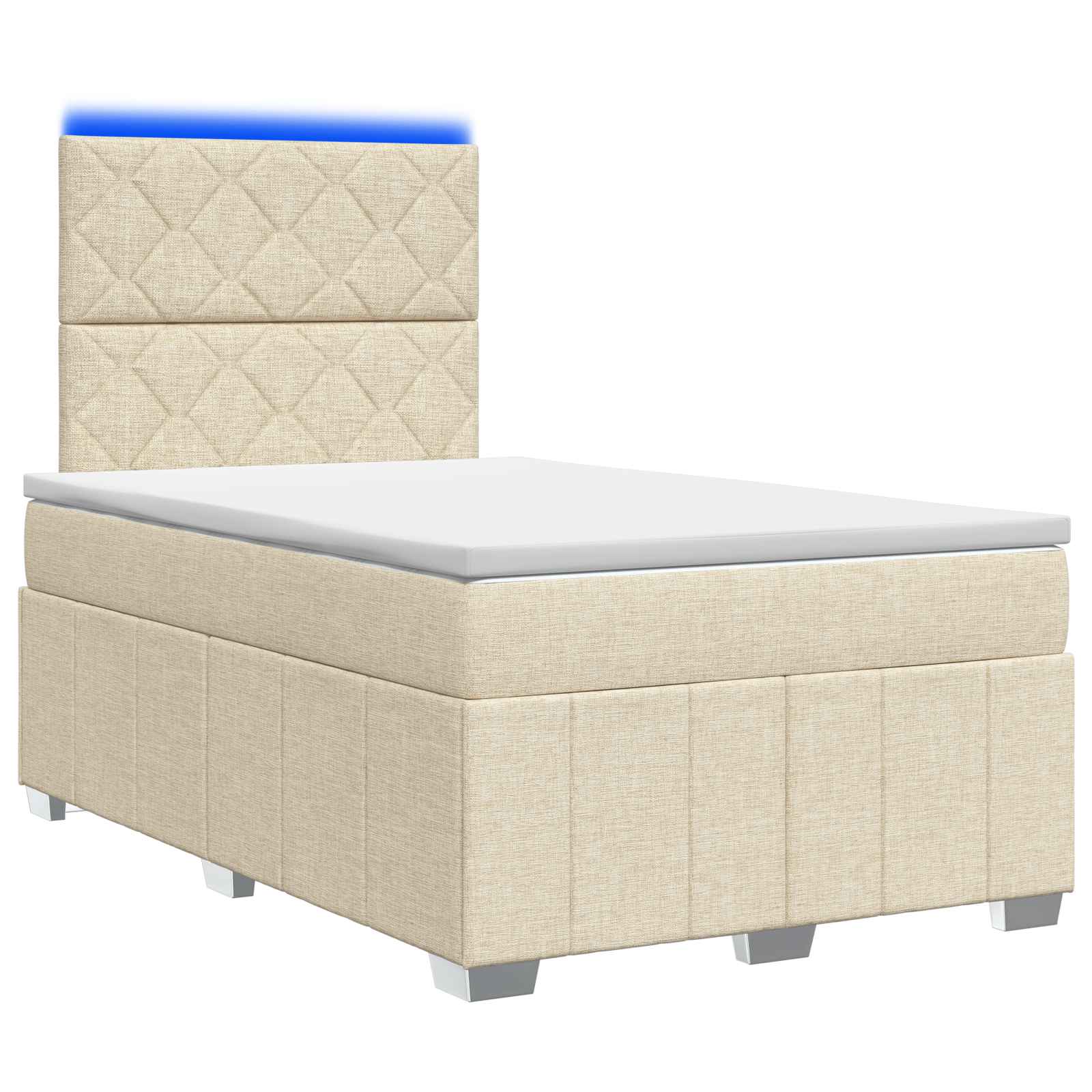 LED Boxspring Bed met Matras Crèmekleurig 120 x 190 cm Stof