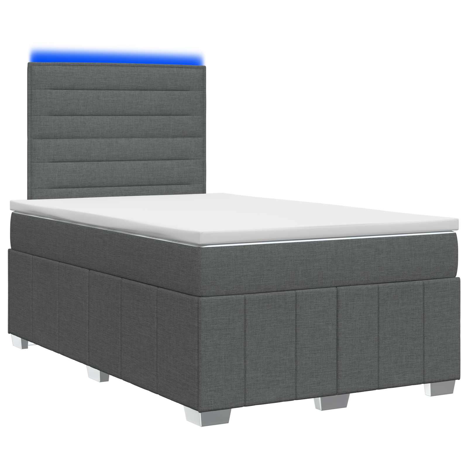 LED Boxspring Bed met Matras Donkergrijs 120 x 200 cm Stof – afbeelding 1