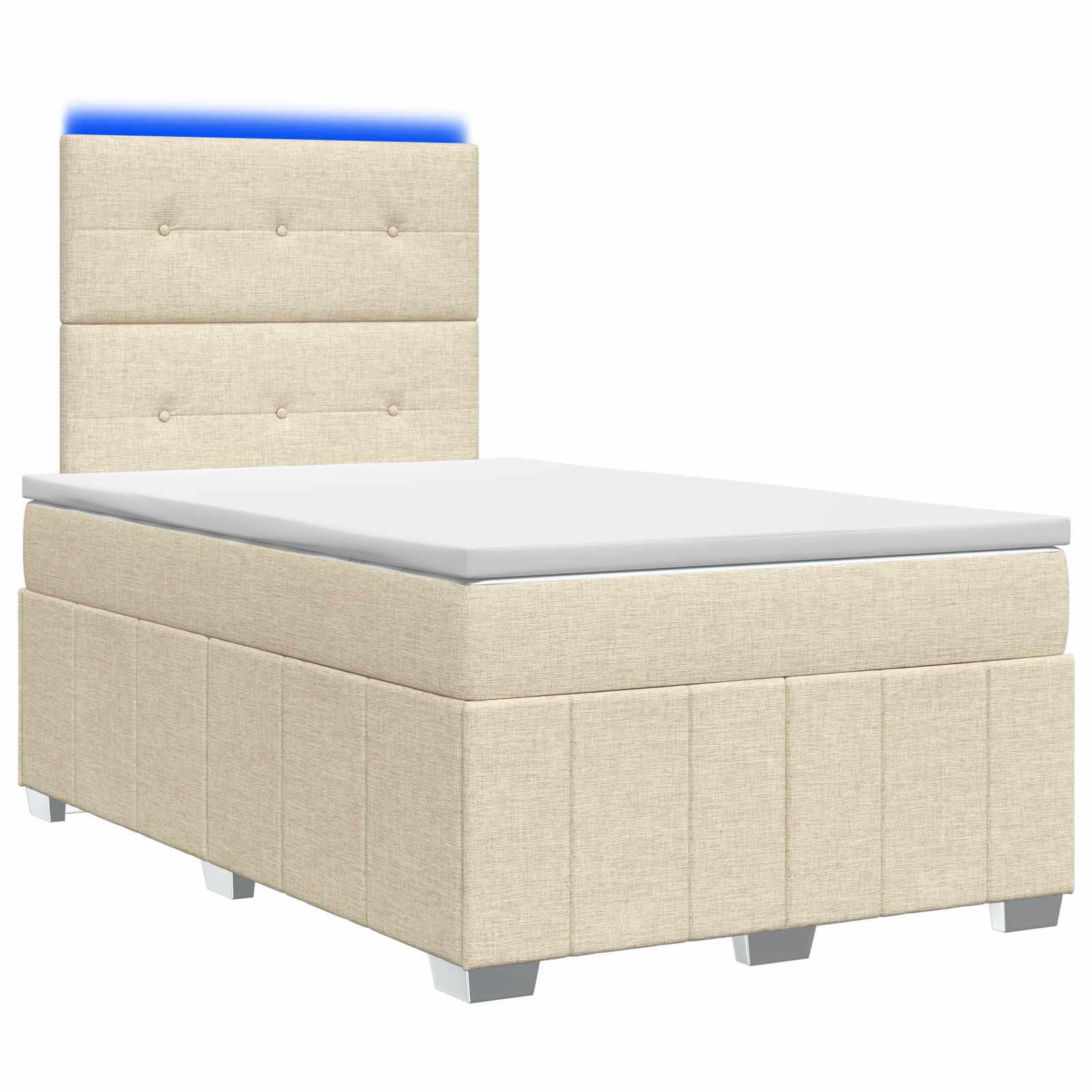 LED Boxspring Bed met Matras Crèmekleurig 120 x 200 cm Stof – afbeelding 1