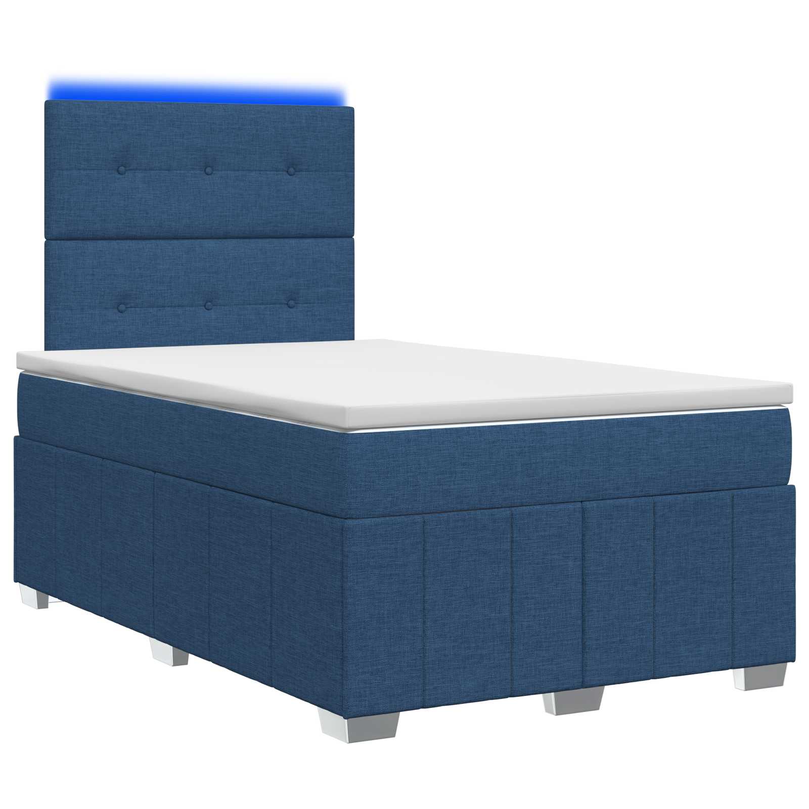 LED Boxspring Bed met Matras Blauw 120 x 200 cm Stof – afbeelding 1