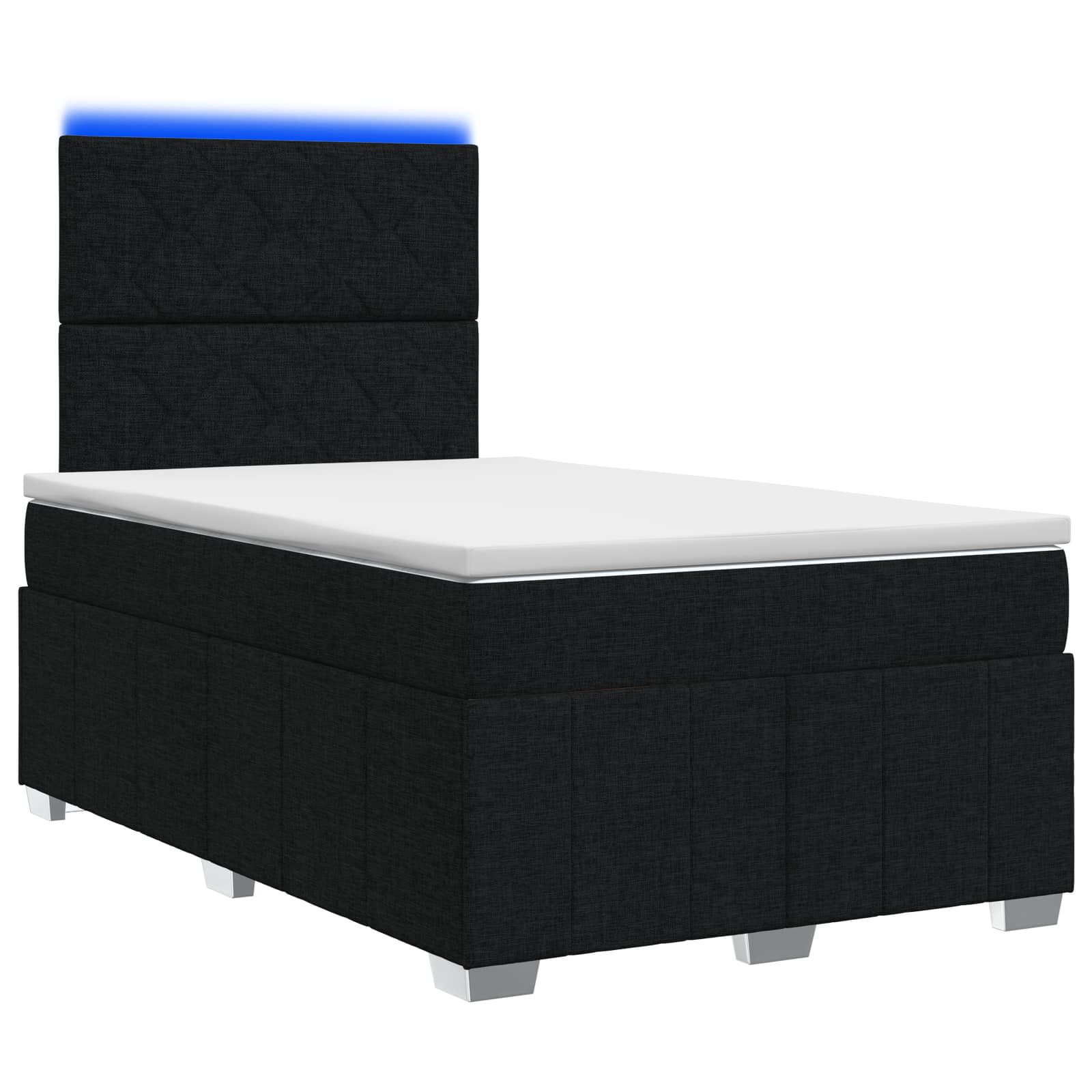 LED Boxspring Bed met Matras Zwart 120 x 200 cm Stof – afbeelding 1