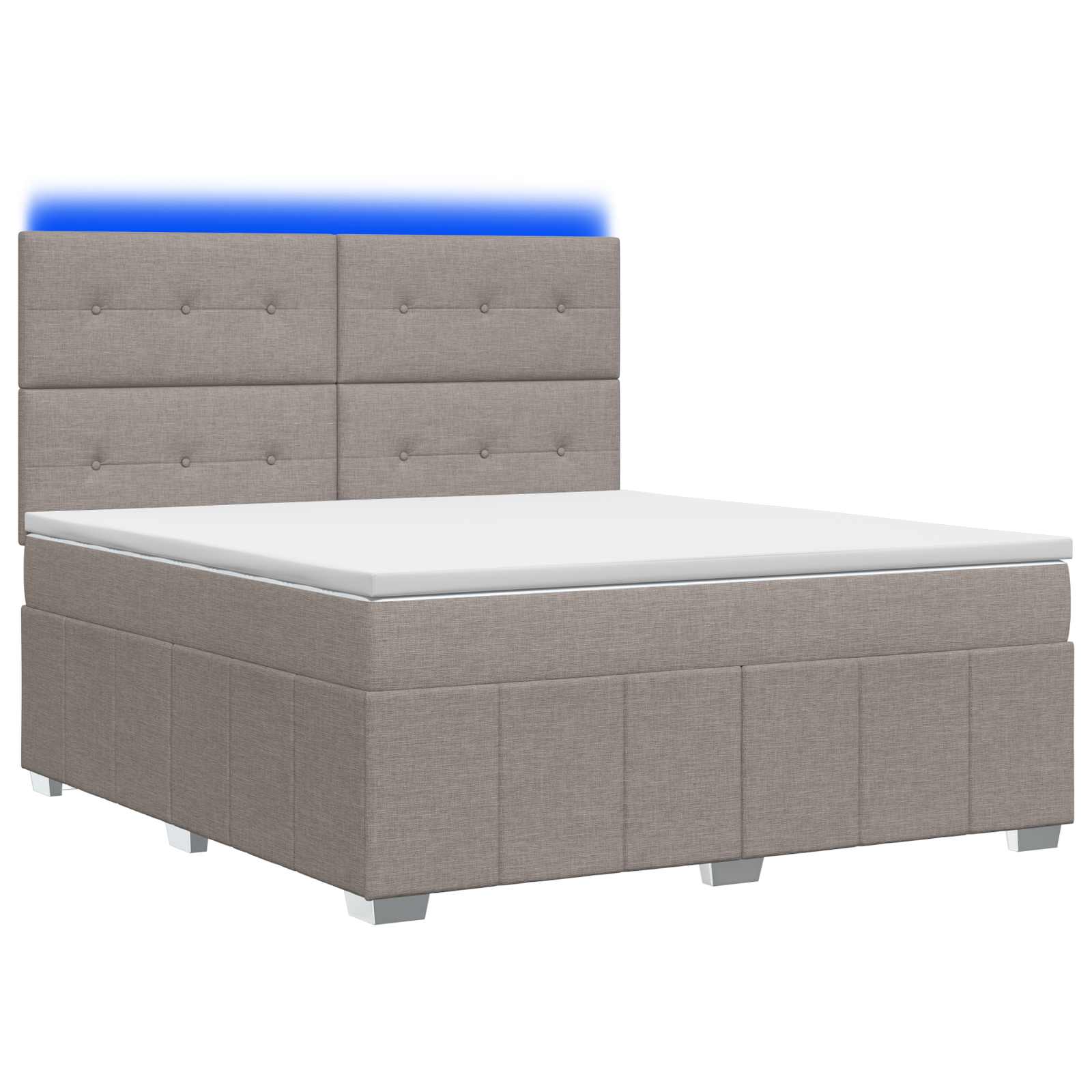 LED Boxspring Bed met Matras Taupe 180 x 200 cm Stof – afbeelding 1