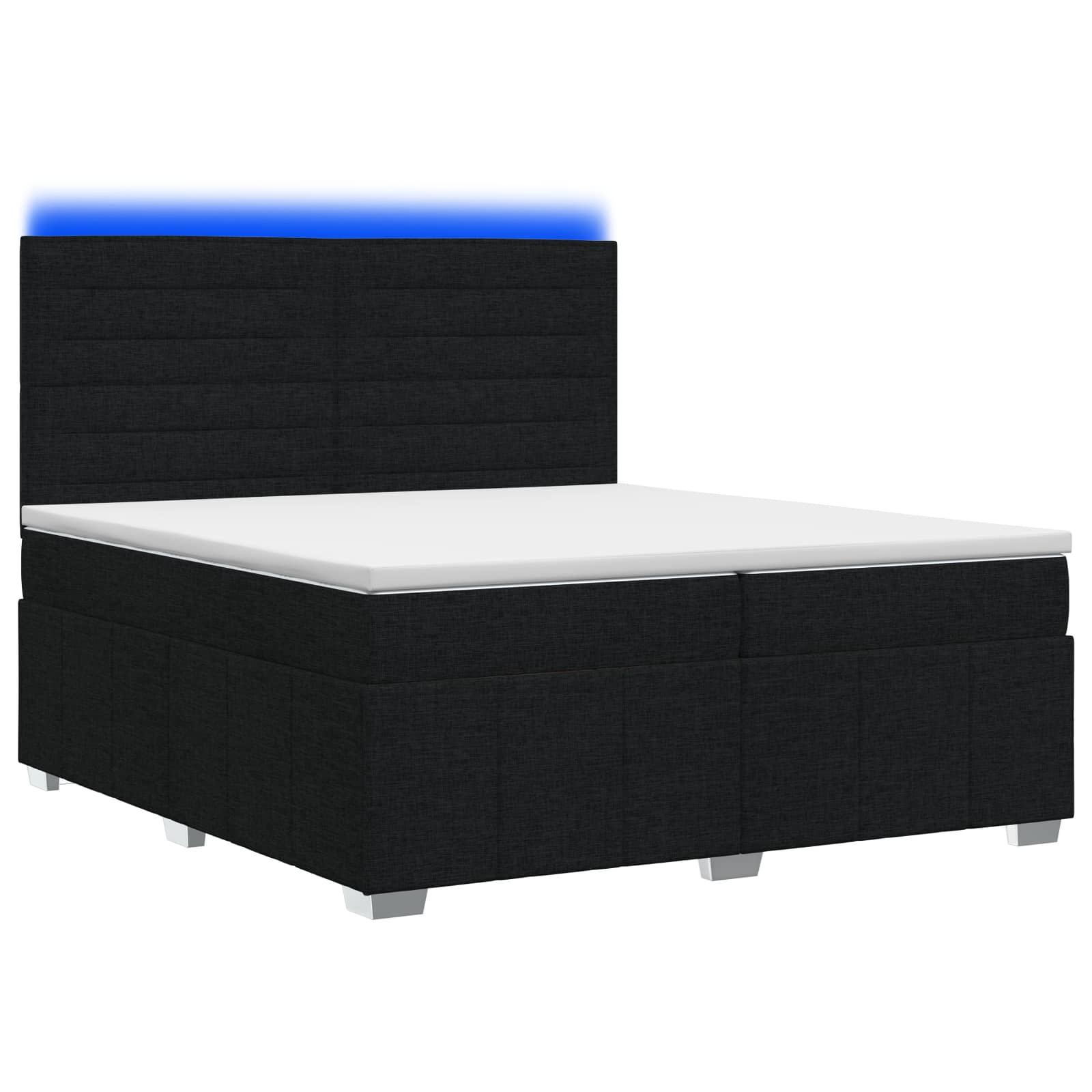 LED Boxspring Bed met Matras Zwart 200 x 200 cm Stof – afbeelding 2