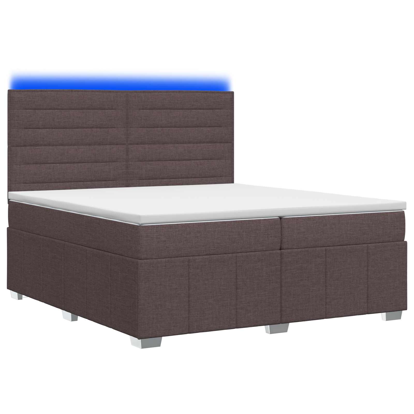 LED Boxspring Bed met Matras Donkerbruin 200 x 200 cm Stof – afbeelding 1
