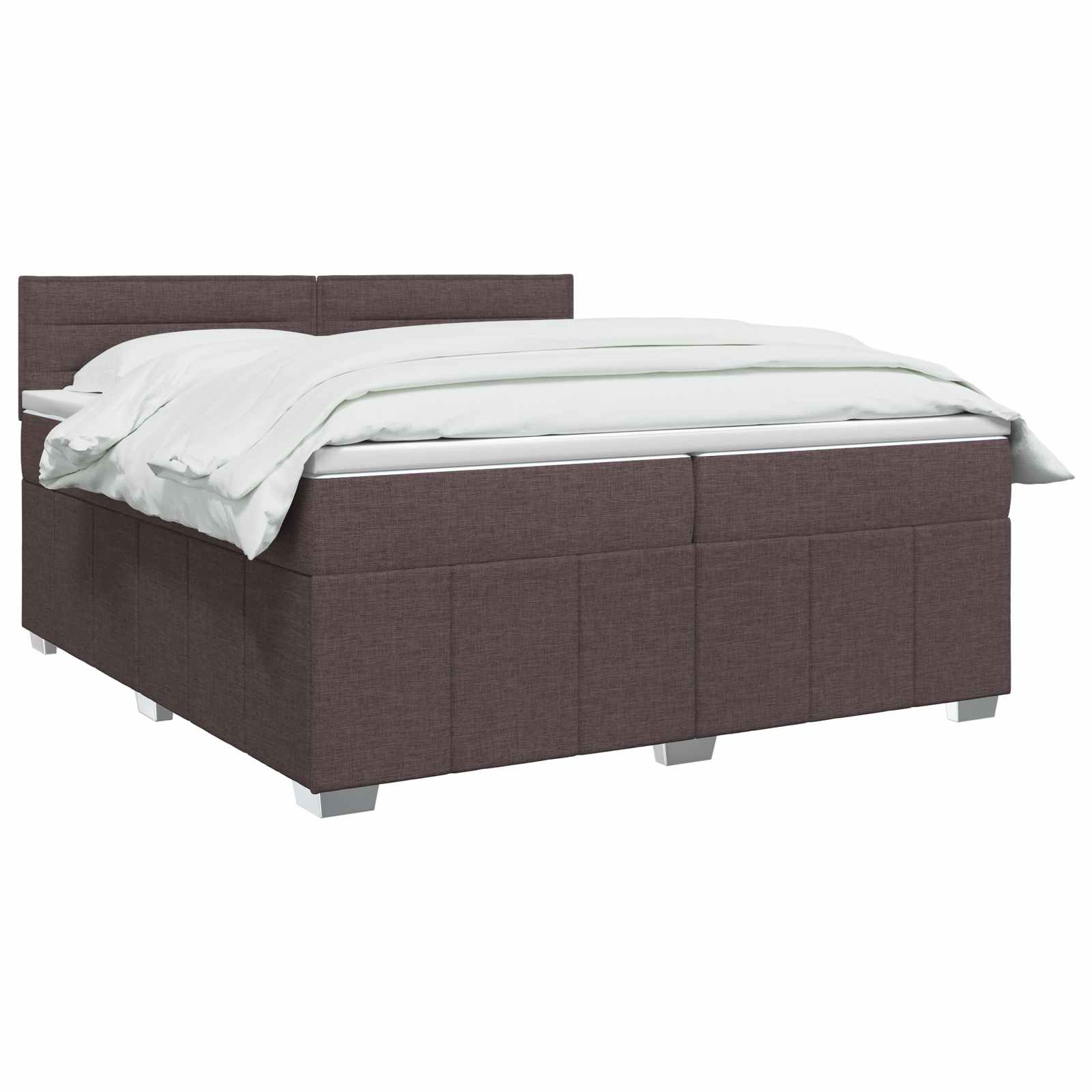 LED Boxspring Bed met Matras Donkerbruin 200 x 200 cm Stof – afbeelding 2