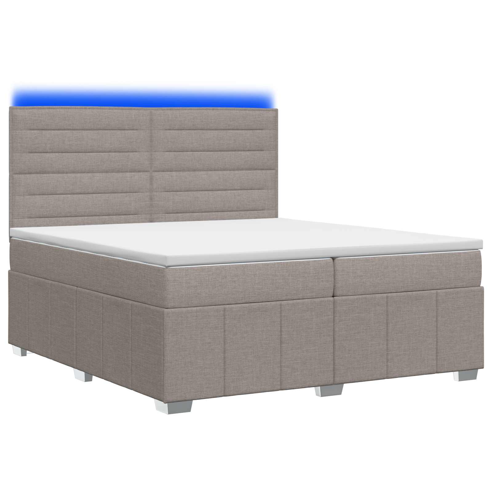LED Boxspring Bed met Matras Taupe 200 x 200 cm Stof