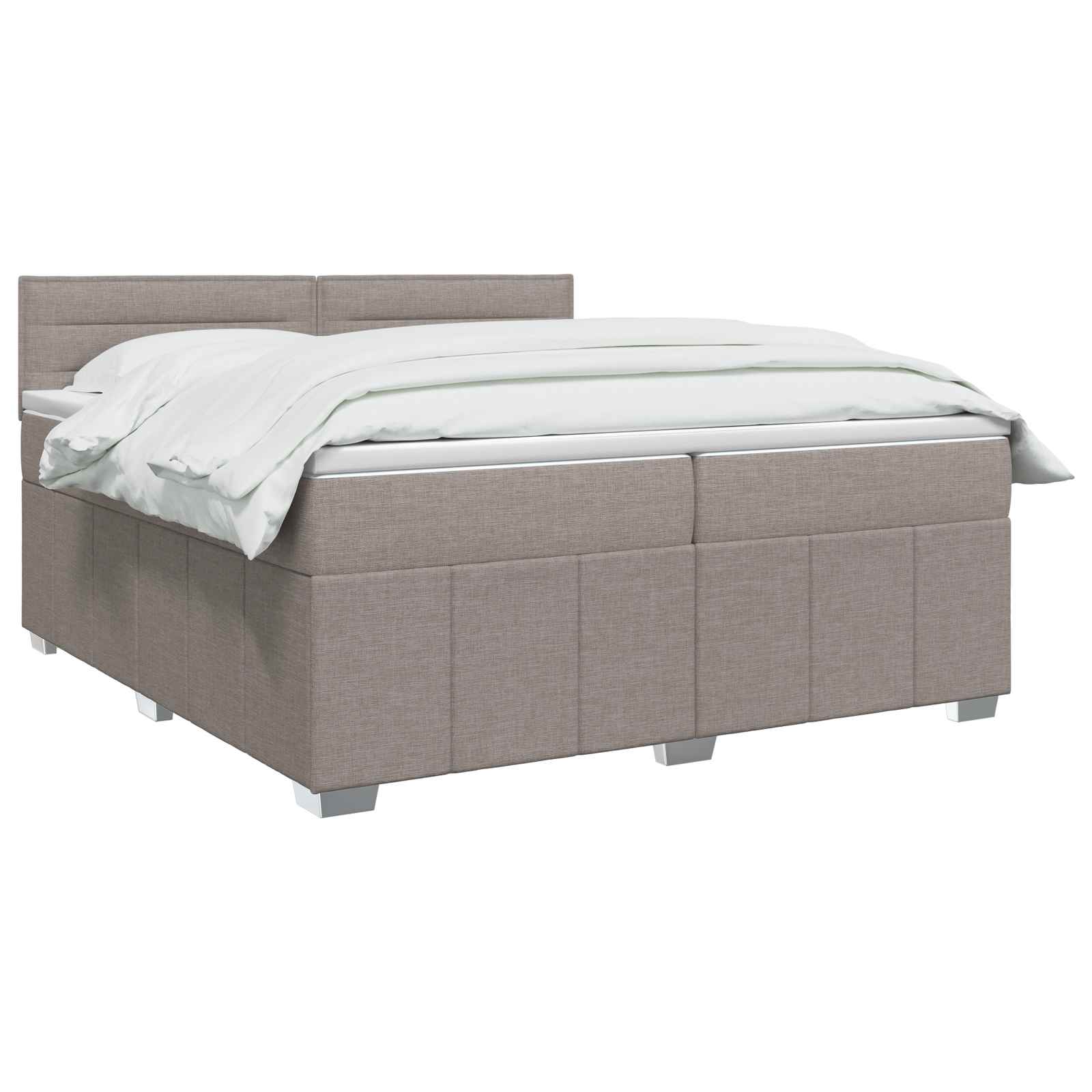 LED Boxspring Bed met Matras Taupe 200 x 200 cm Stof – afbeelding 2