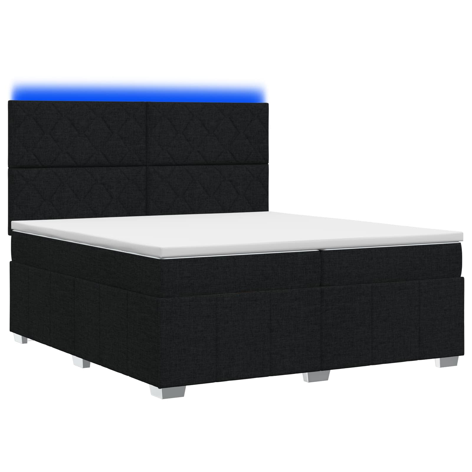LED Boxspring Bed met Matras Zwart 200 x 200 cm Stof – afbeelding 1