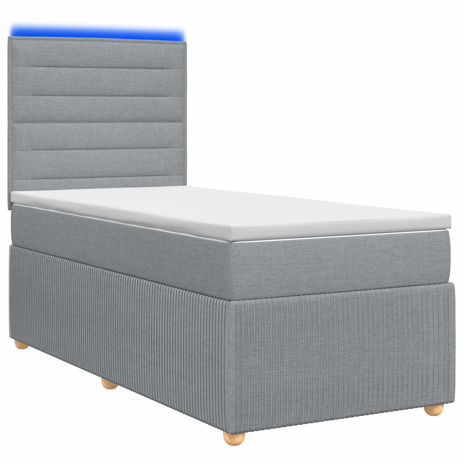 LED Boxspring Bed met Matras Lichtgrijs 80 x 200 cm Stof – afbeelding 1