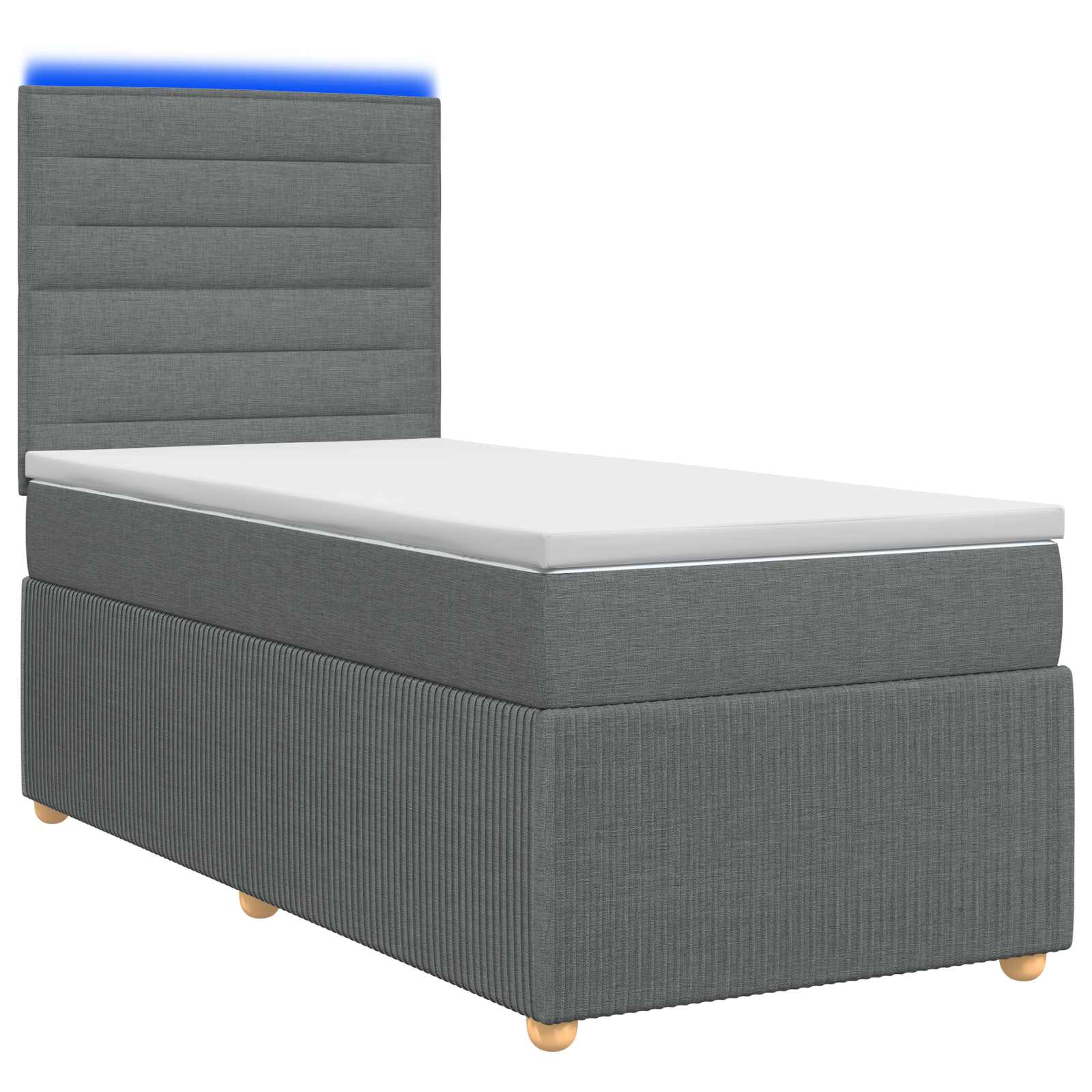 LED Boxspring Bed met Matras Donkergrijs 80 x 200 cm Stof