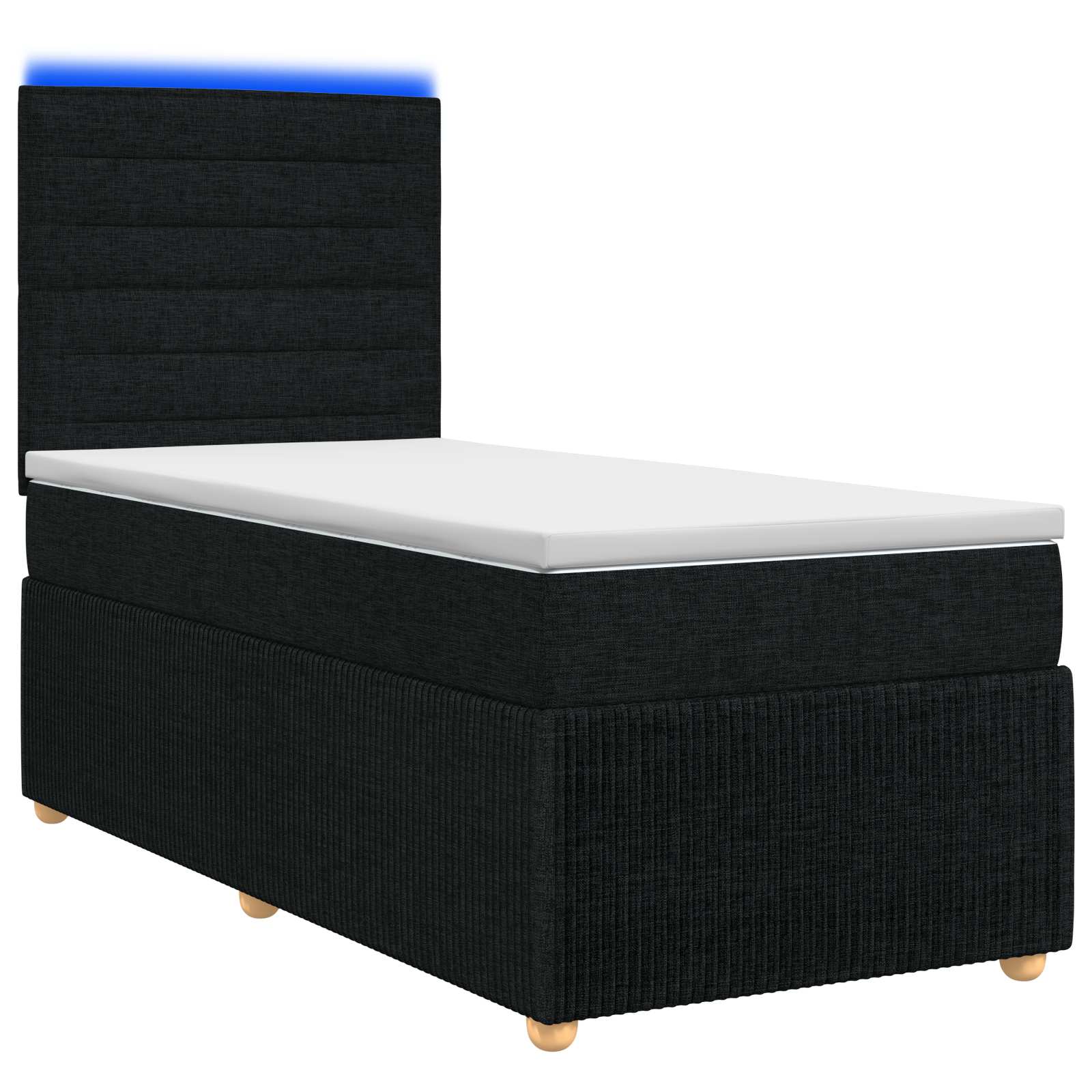 LED Boxspring Bed met Matras Zwart 80 x 200 cm Stof