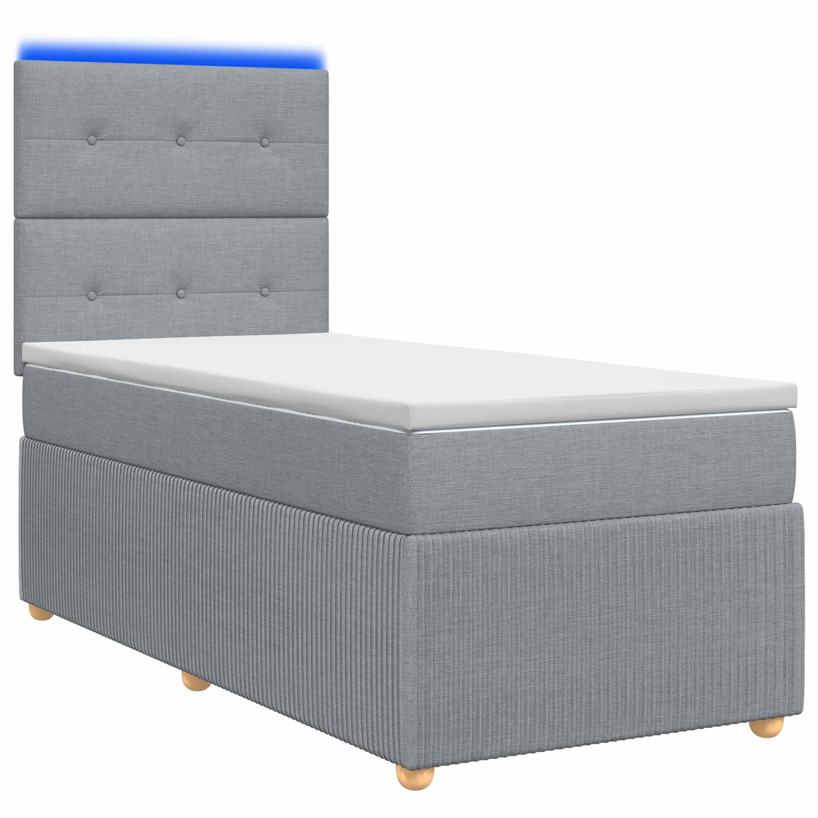 LED Boxspring Bed met Matras Lichtgrijs 80 x 200 cm Stof