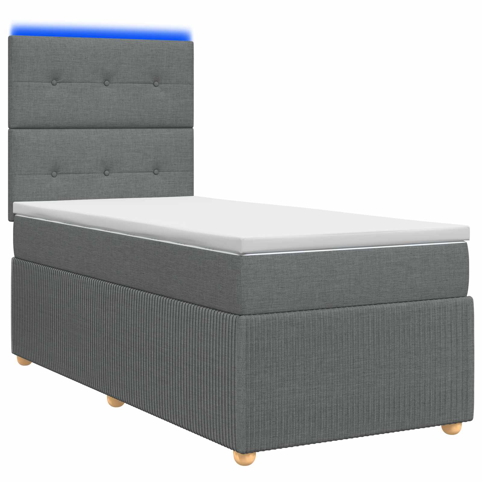 LED Boxspring Bed met Matras Donkergrijs 80 x 200 cm Stof