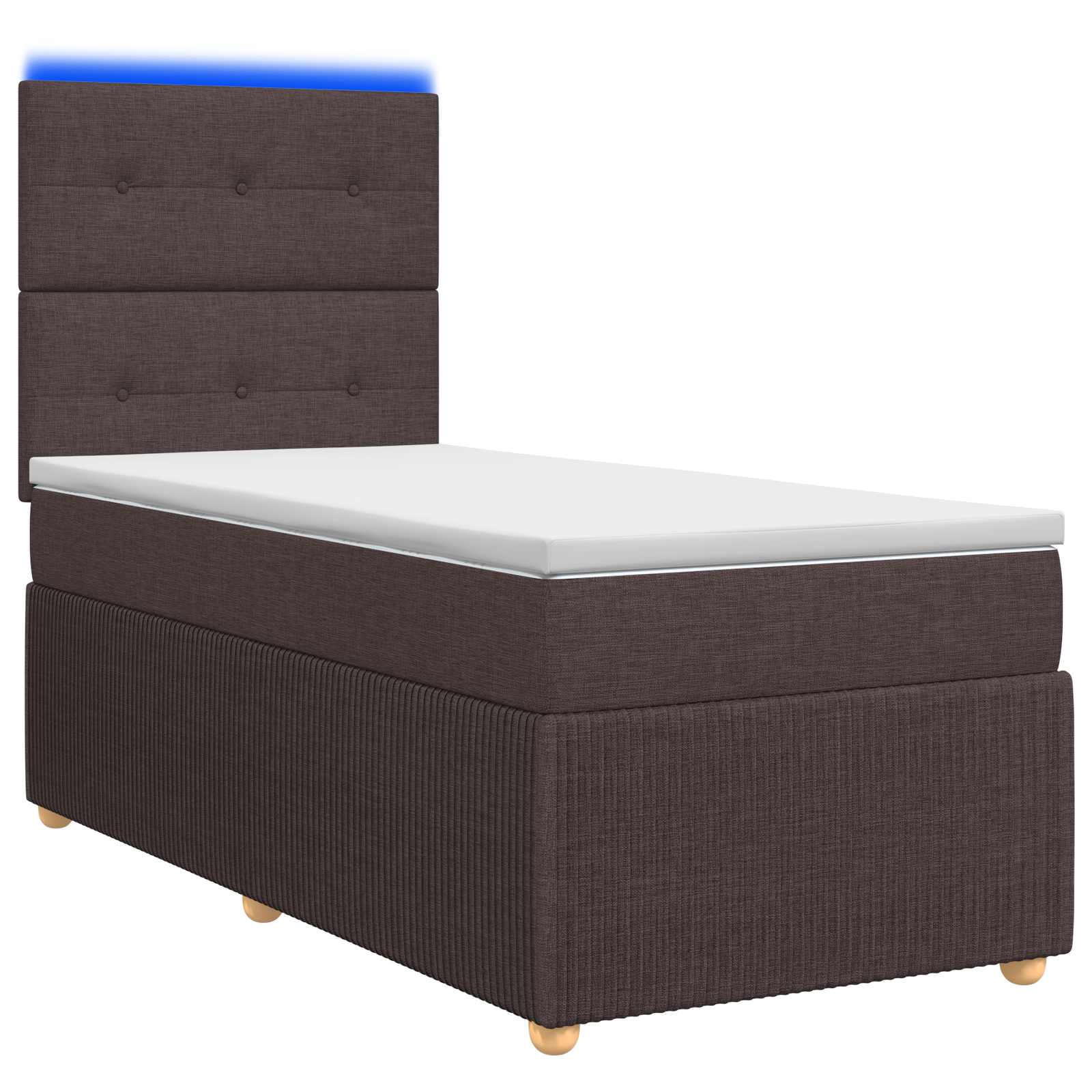 LED Boxspring Bed met Matras Donkerbruin 80 x 200 cm Stof