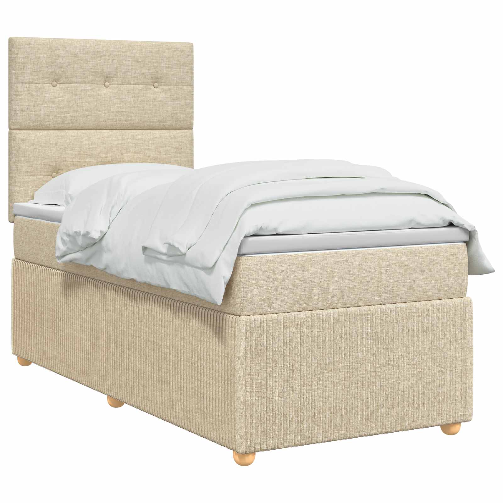 LED Boxspring Bed met Matras Crèmekleurig 80 x 200 cm Stof – afbeelding 2