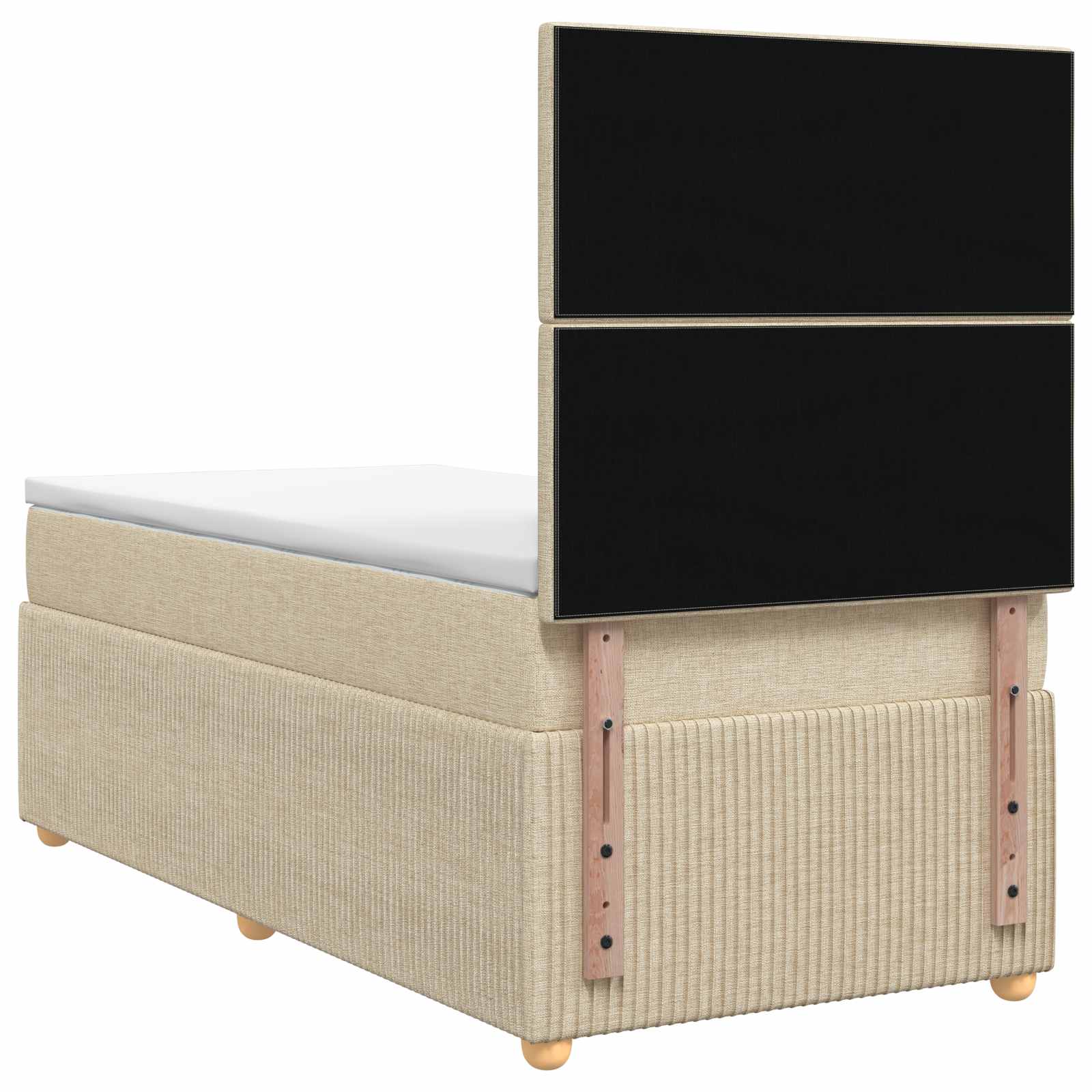 LED Boxspring Bed met Matras Crèmekleurig 80 x 200 cm Stof – afbeelding 7
