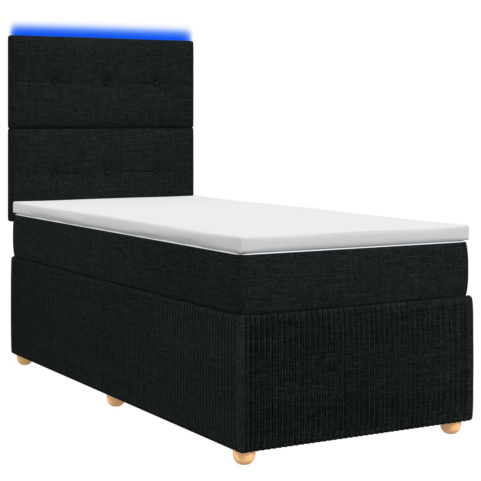 LED Boxspring Bed met Matras Zwart 90 x 190 cm Stof – afbeelding 1