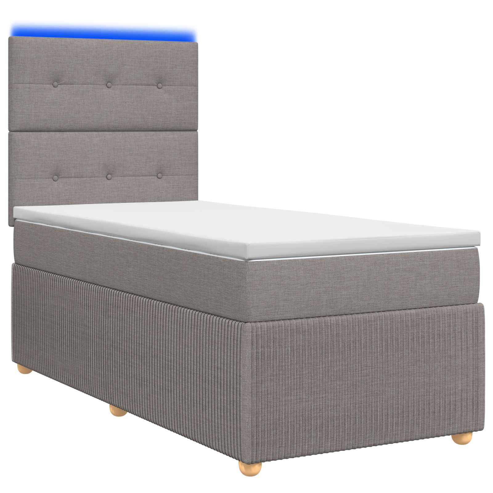 LED Boxspring Bed met Matras Taupe 90 x 190 cm Stof – afbeelding 1