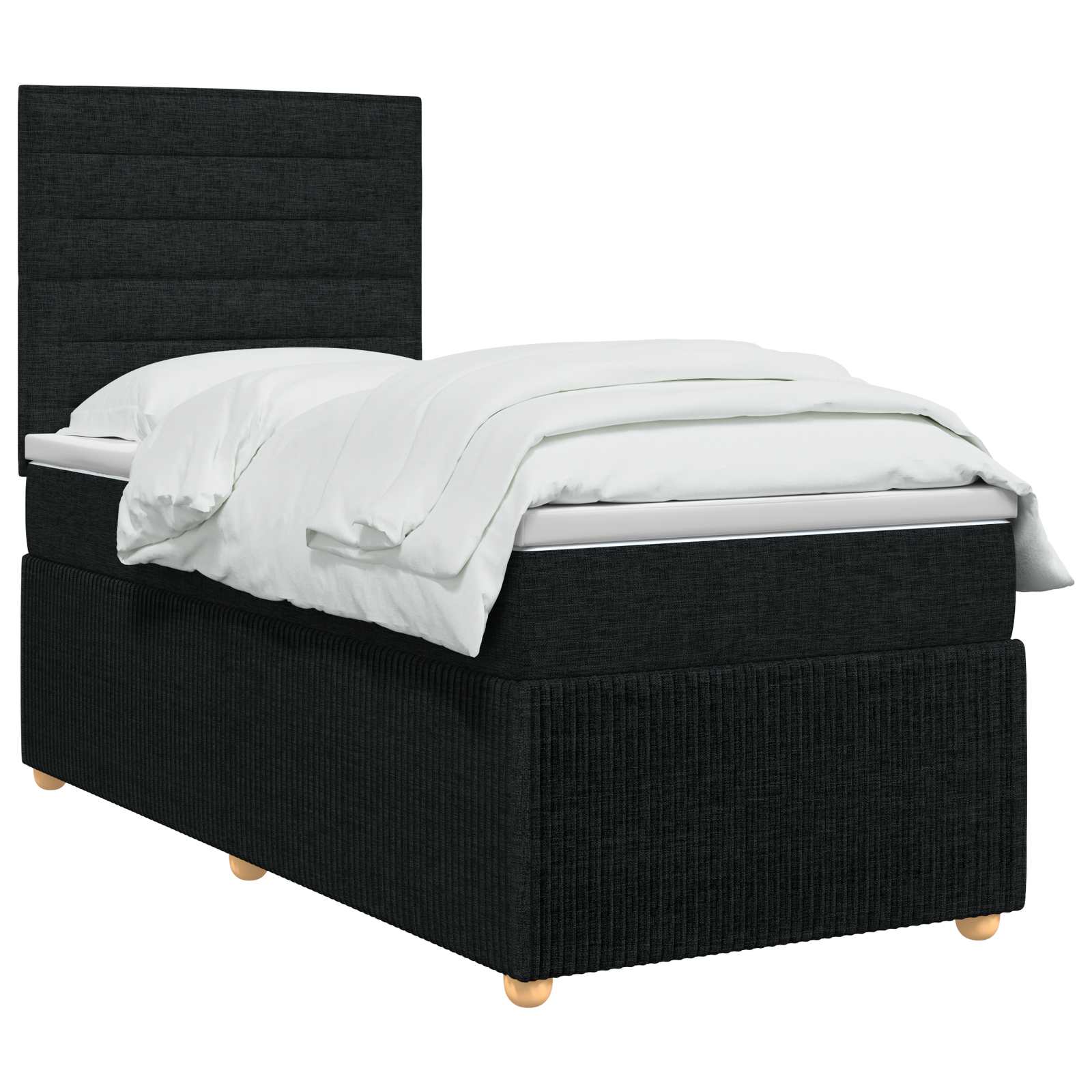 LED Boxspring Bed met Matras Zwart 100 x 200 cm Stof – afbeelding 2