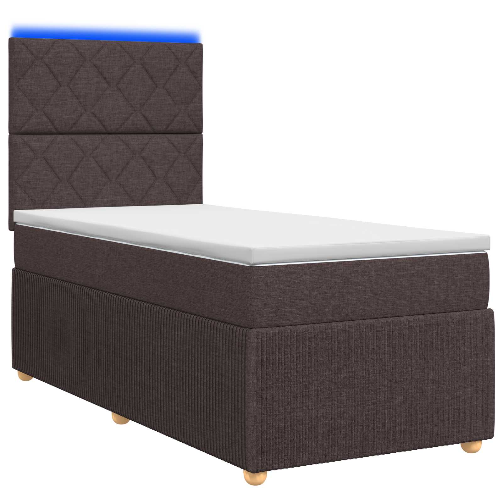 LED Boxspring Bed met Matras Donkerbruin 100 x 200 cm Stof – afbeelding 1