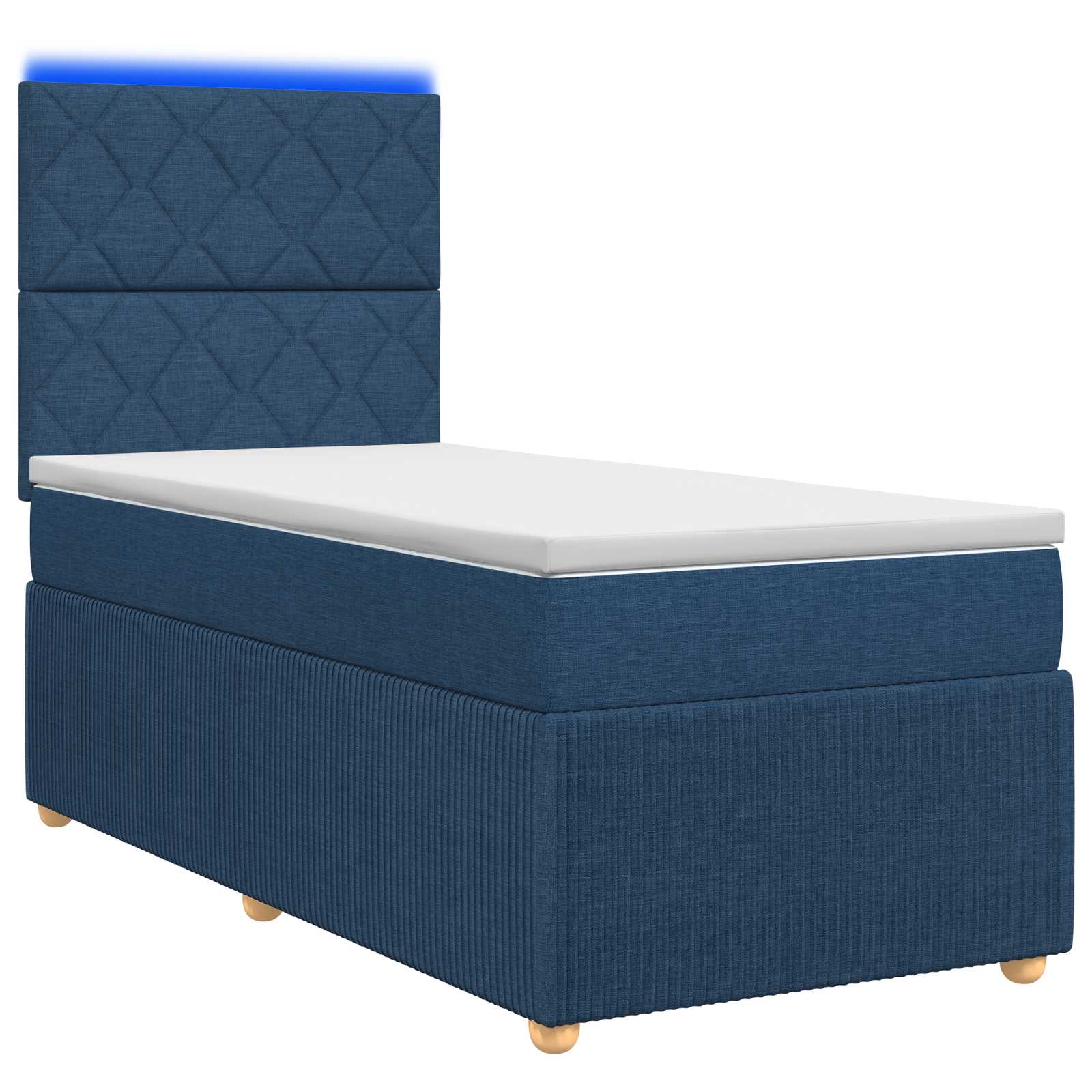 LED Boxspring Bed met Matras Blauw 100 x 200 cm Stof – afbeelding 1