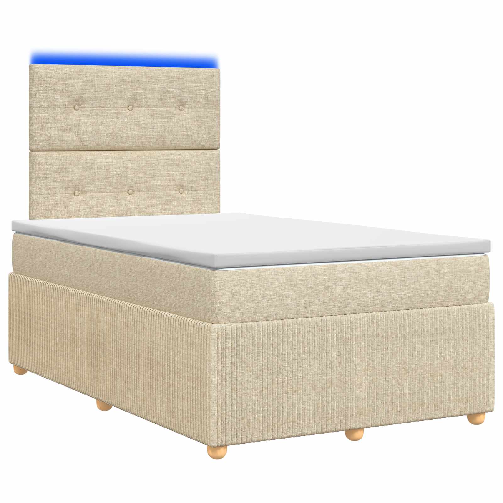 LED Boxspring Bed met Matras Crèmekleurig 120 x 190 cm Stof – afbeelding 1