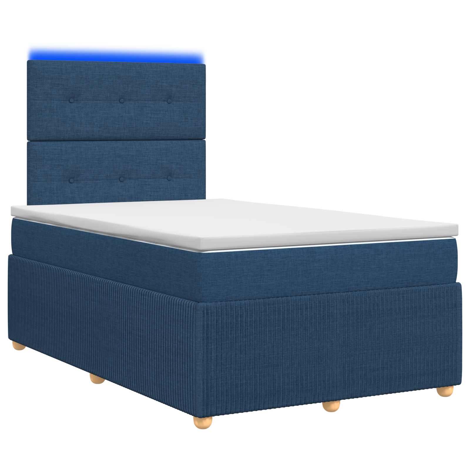 LED Boxspring Bed met Matras Blauw 120 x 190 cm Stof