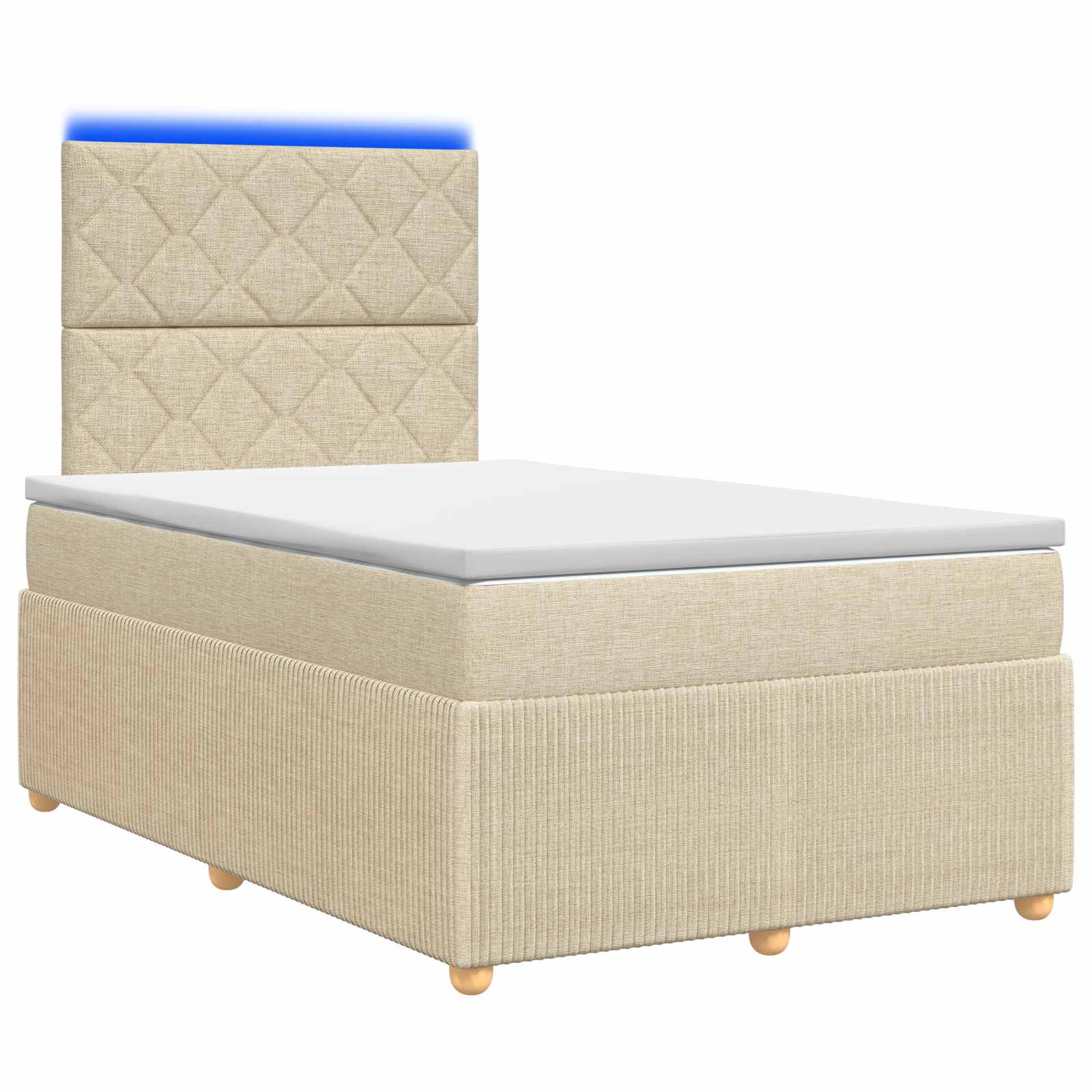 LED Boxspring Bed met Matras Crèmekleurig 120 x 190 cm Stof – afbeelding 1
