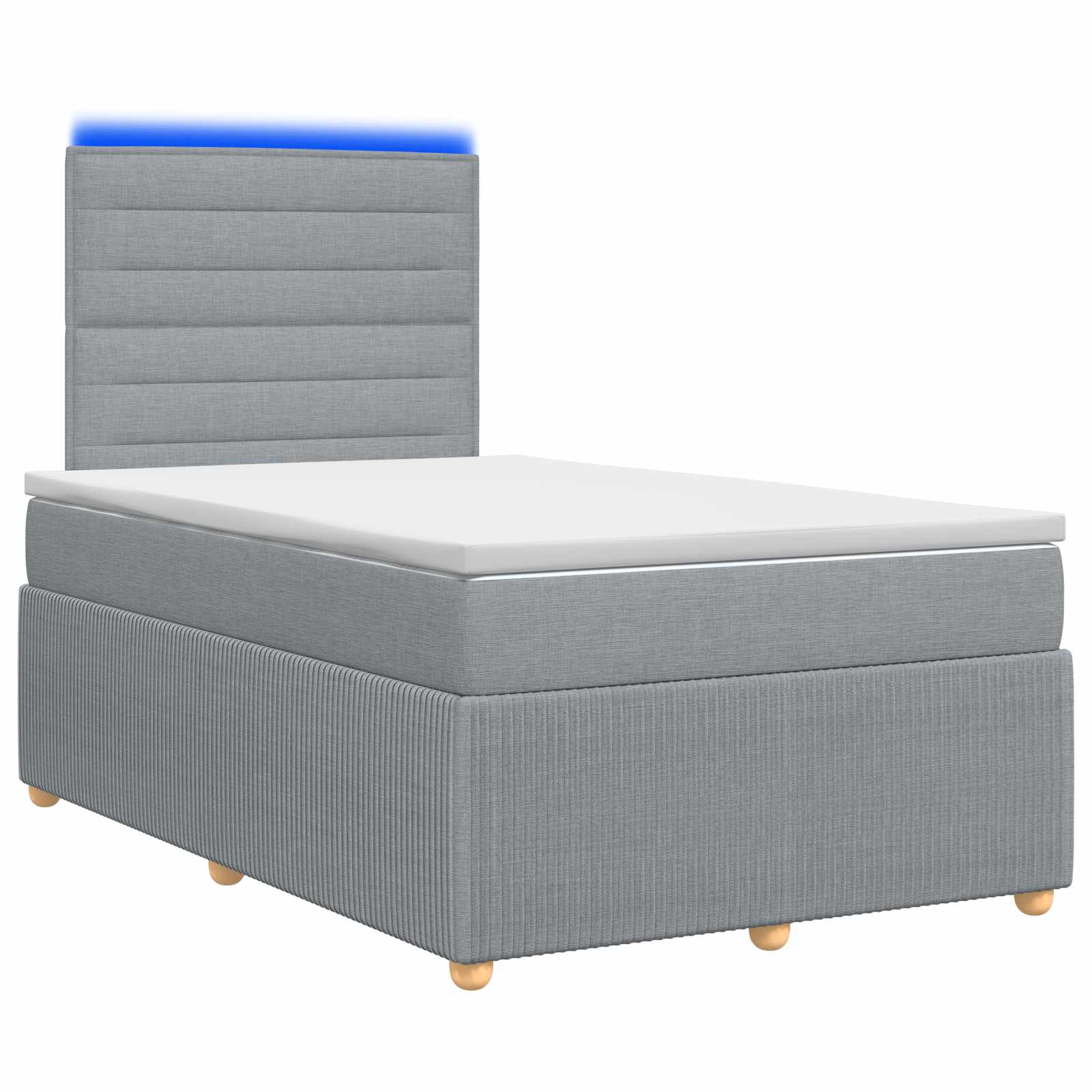 LED Boxspring Bed met Matras Lichtgrijs 120 x 200 cm Stof – afbeelding 1
