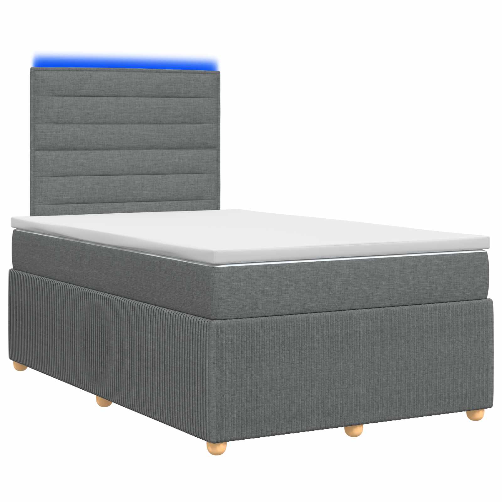LED Boxspring Bed met Matras Donkergrijs 120 x 200 cm Stof – afbeelding 1