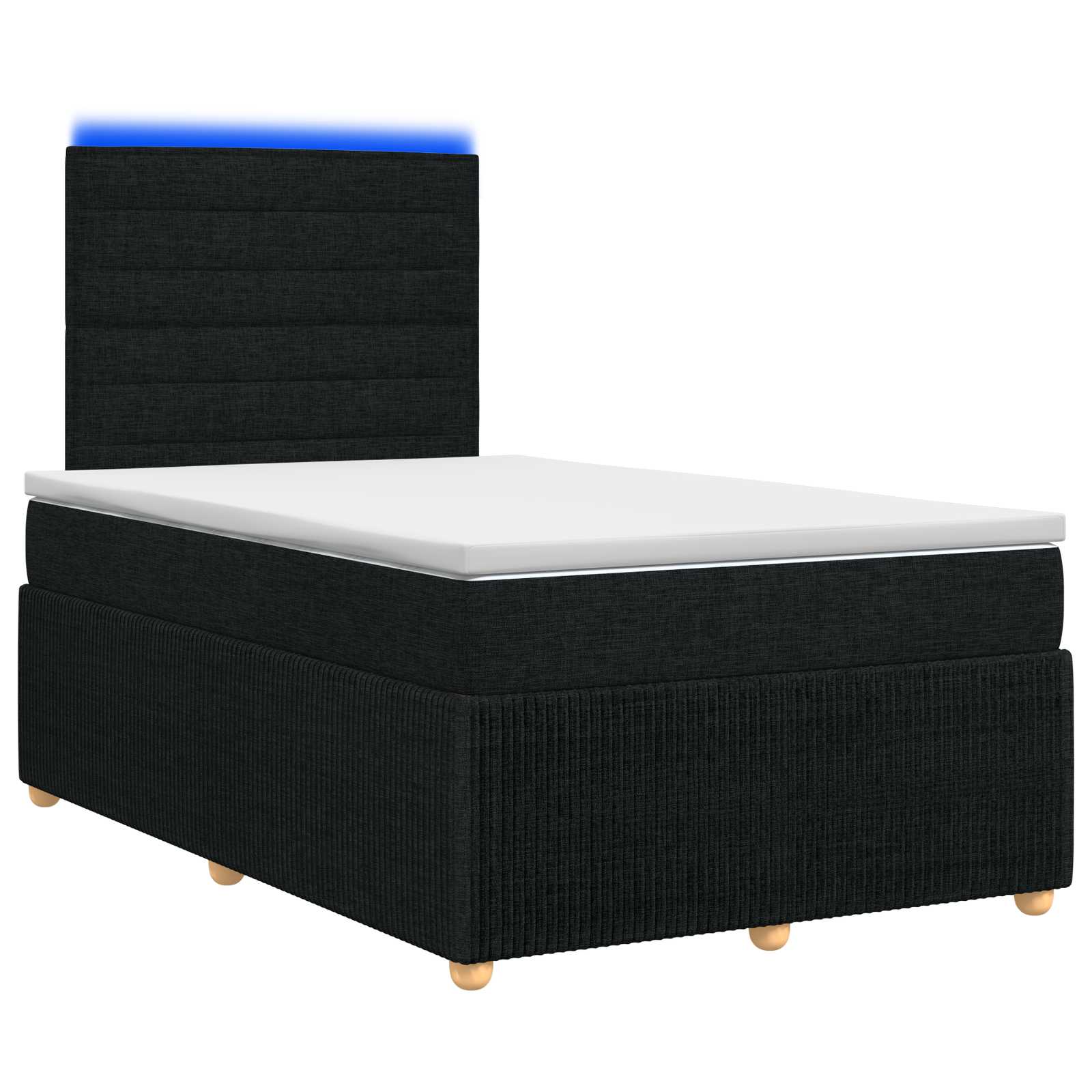 LED Boxspring Bed met Matras Zwart 120 x 200 cm Stof – afbeelding 1