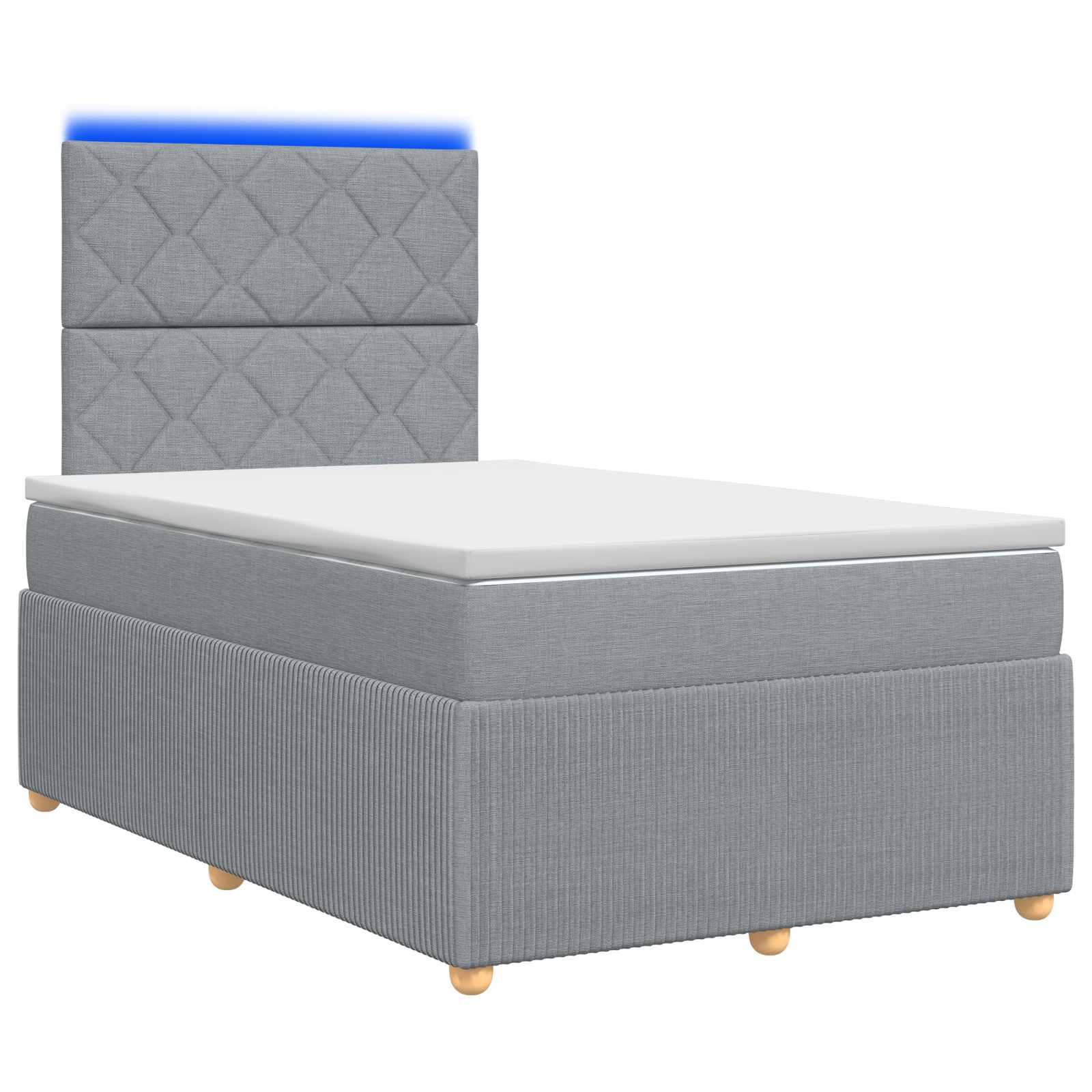 LED Boxspring Bed met Matras Lichtgrijs 120 x 200 cm Stof – afbeelding 1