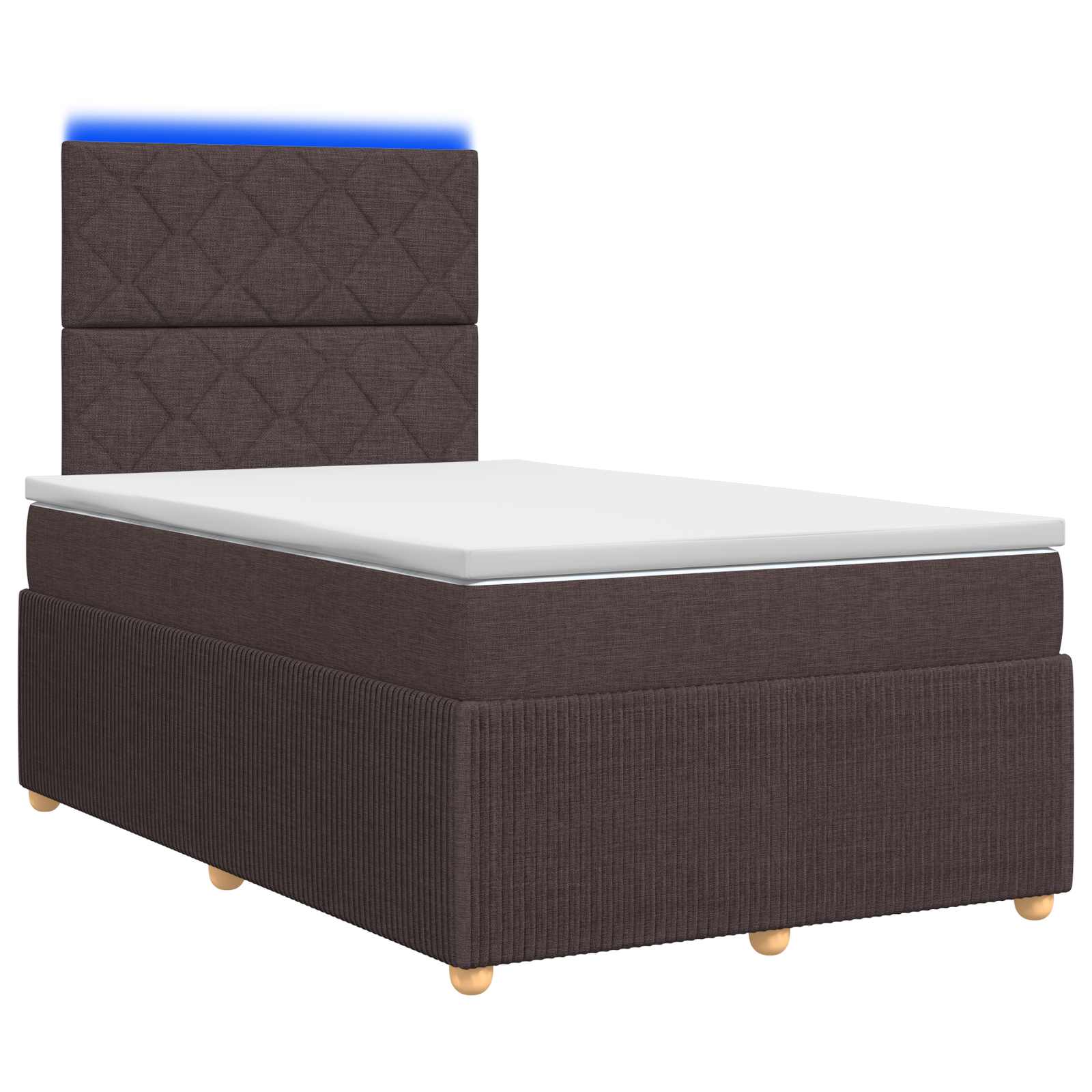 LED Boxspring Bed met Matras Donkerbruin 120 x 200 cm Stof – afbeelding 1