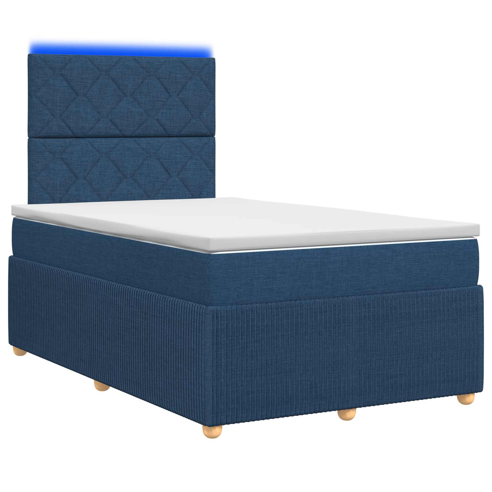 LED Boxspring Bed met Matras Blauw 120 x 200 cm Stof – afbeelding 1