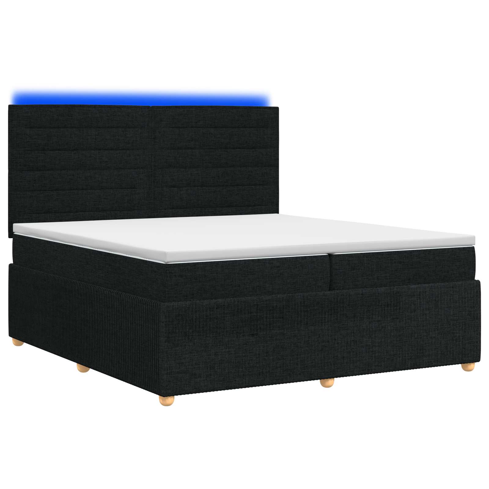 LED Boxspring Bed met Matras Zwart 200 x 200 cm Stof – afbeelding 2
