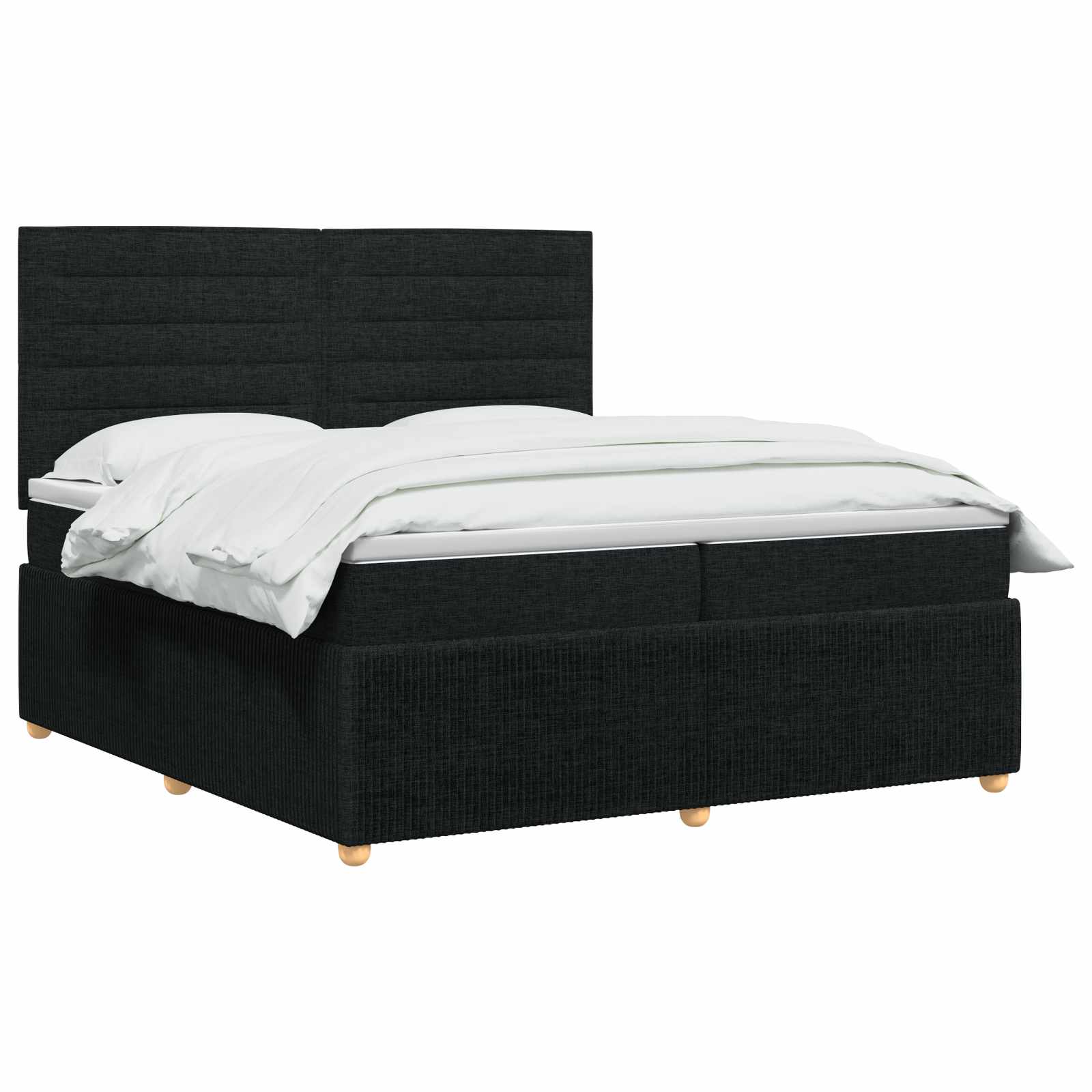 LED Boxspring Bed met Matras Zwart 200 x 200 cm Stof – afbeelding 3