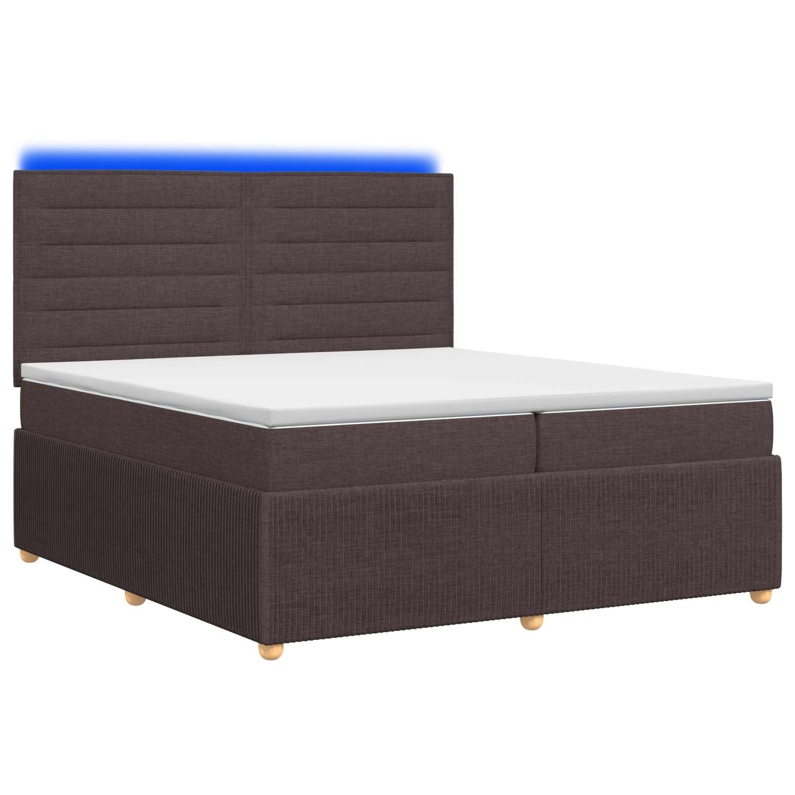 LED Boxspring Bed met Matras Donkerbruin 200 x 200 cm Stof – afbeelding 1