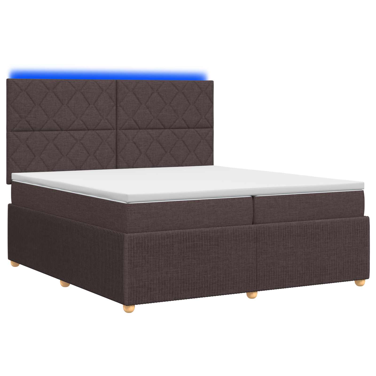 LED Boxspring Bed met Matras Donkerbruin 200 x 200 cm Stof – afbeelding 1