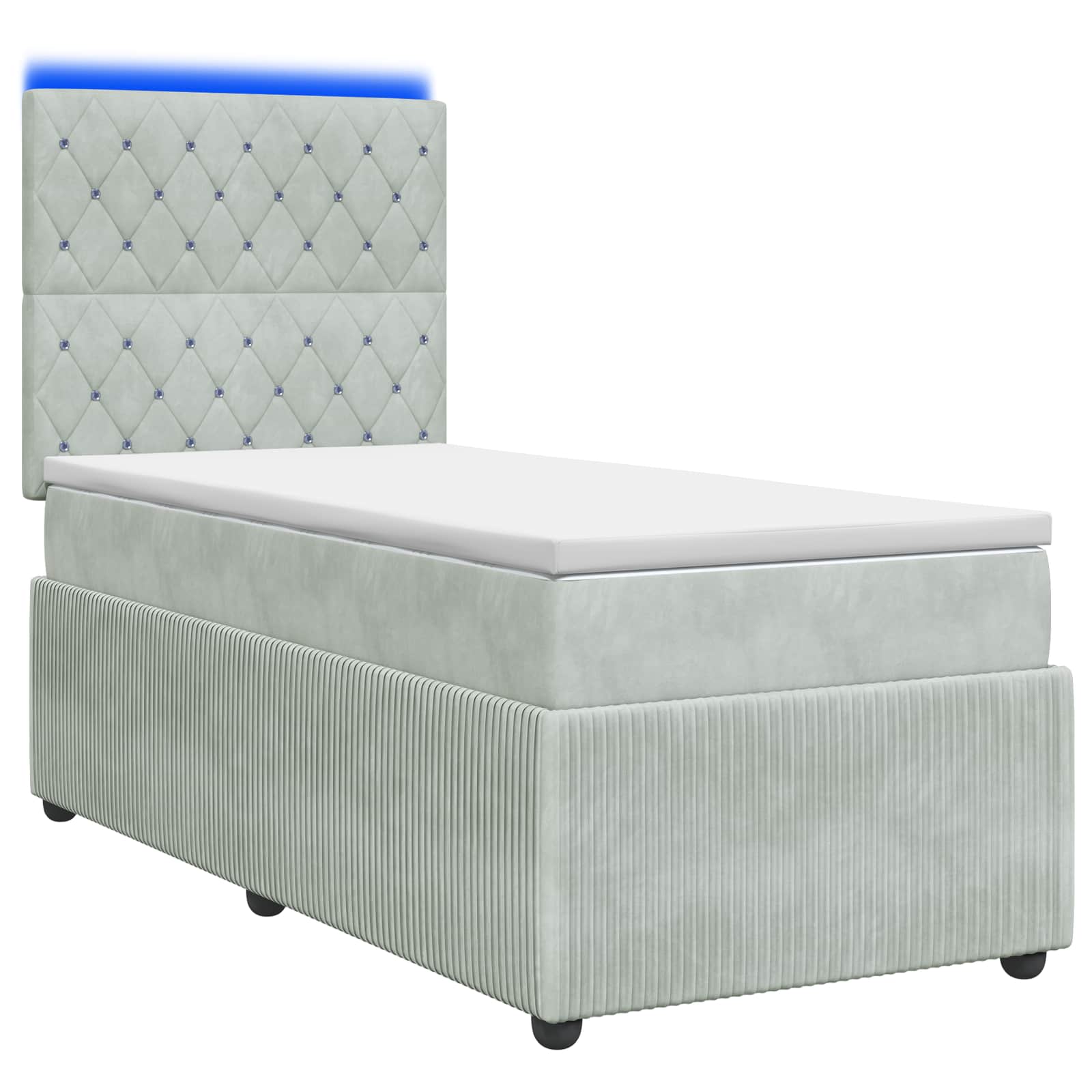 LED Boxspring Bed met Matras Lichtgrijs 80 x 200 cm Fluweel – afbeelding 1