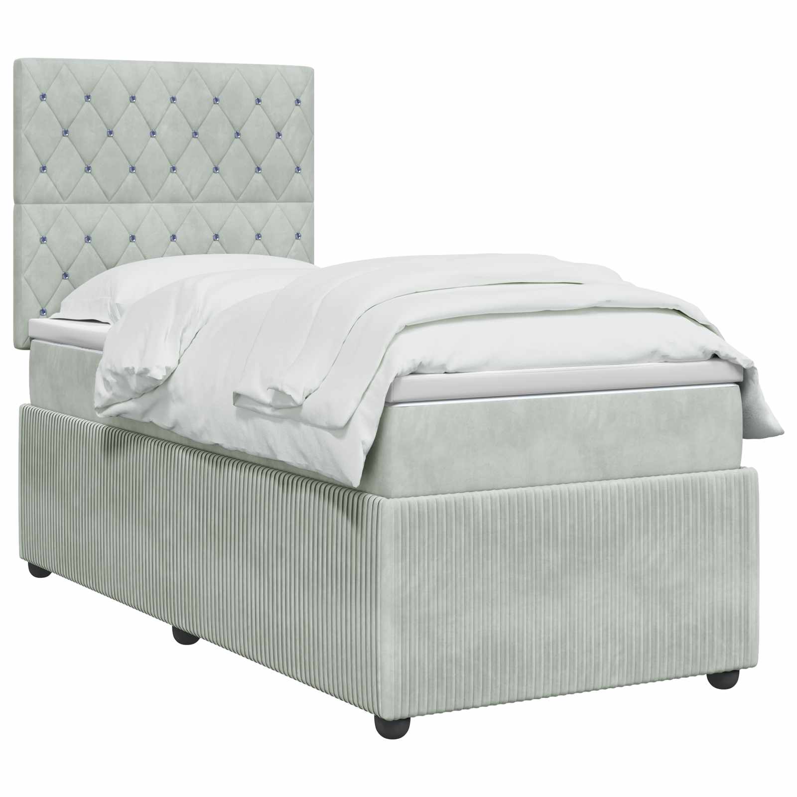 LED Boxspring Bed met Matras Lichtgrijs 80 x 200 cm Fluweel – afbeelding 2