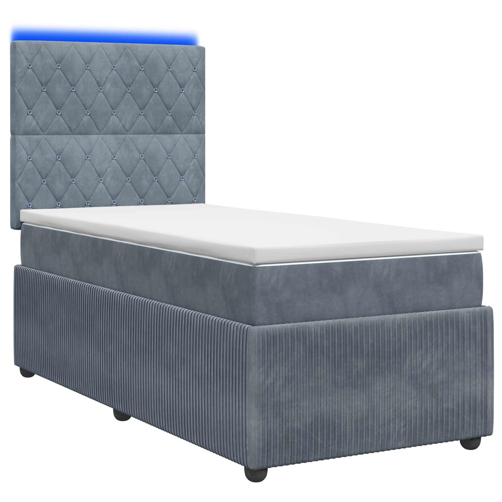 LED Boxspring Bed met Matras Donkergrijs 80 x 200 cm Fluweel – afbeelding 1