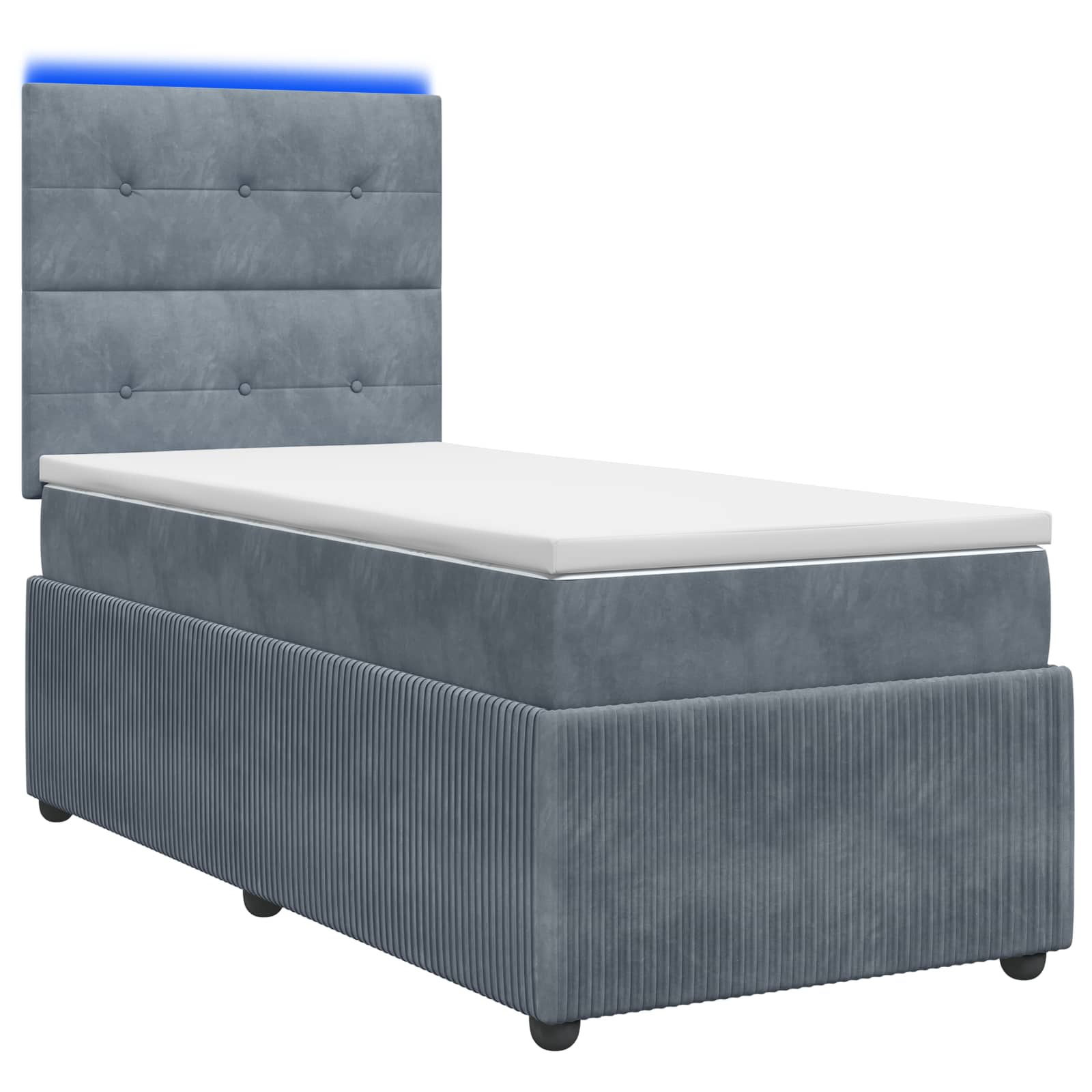 LED Boxspring Bed met Matras Donkergrijs 90 x 190 cm Fluweel – afbeelding 1