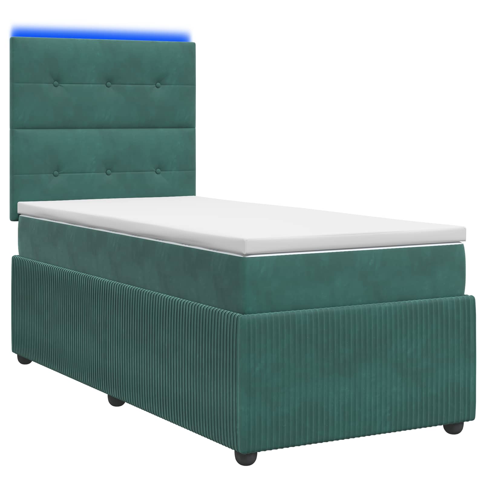 LED Boxspring Bed met Matras Donkergroen 90 x 190 cm Fluweel – afbeelding 1