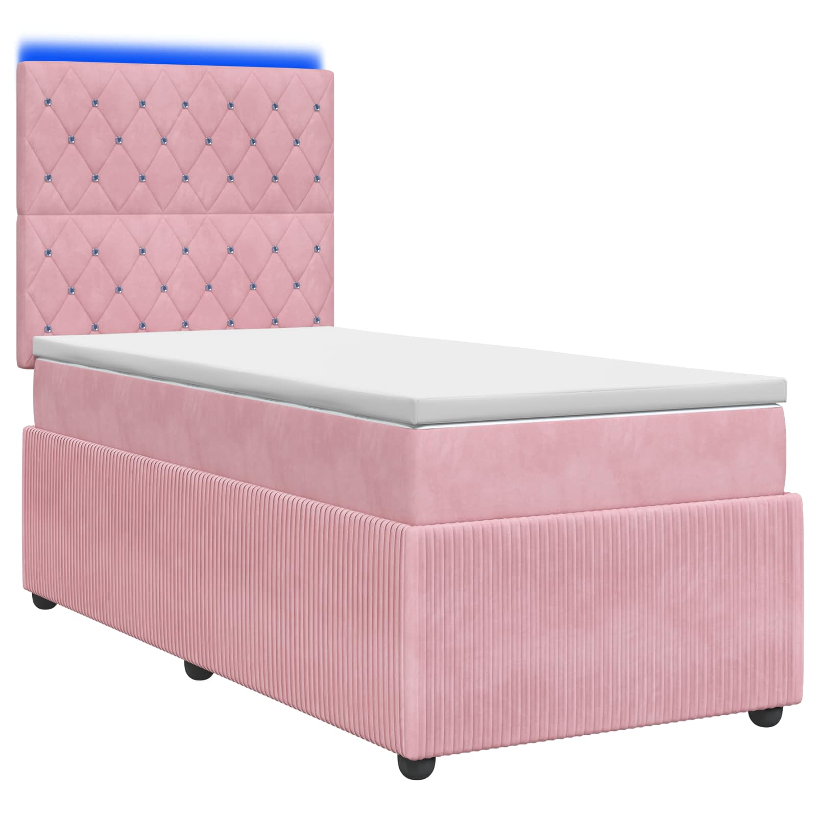 LED Boxspring Bed met Matras Roze 100 x 200 cm Fluweel – afbeelding 1