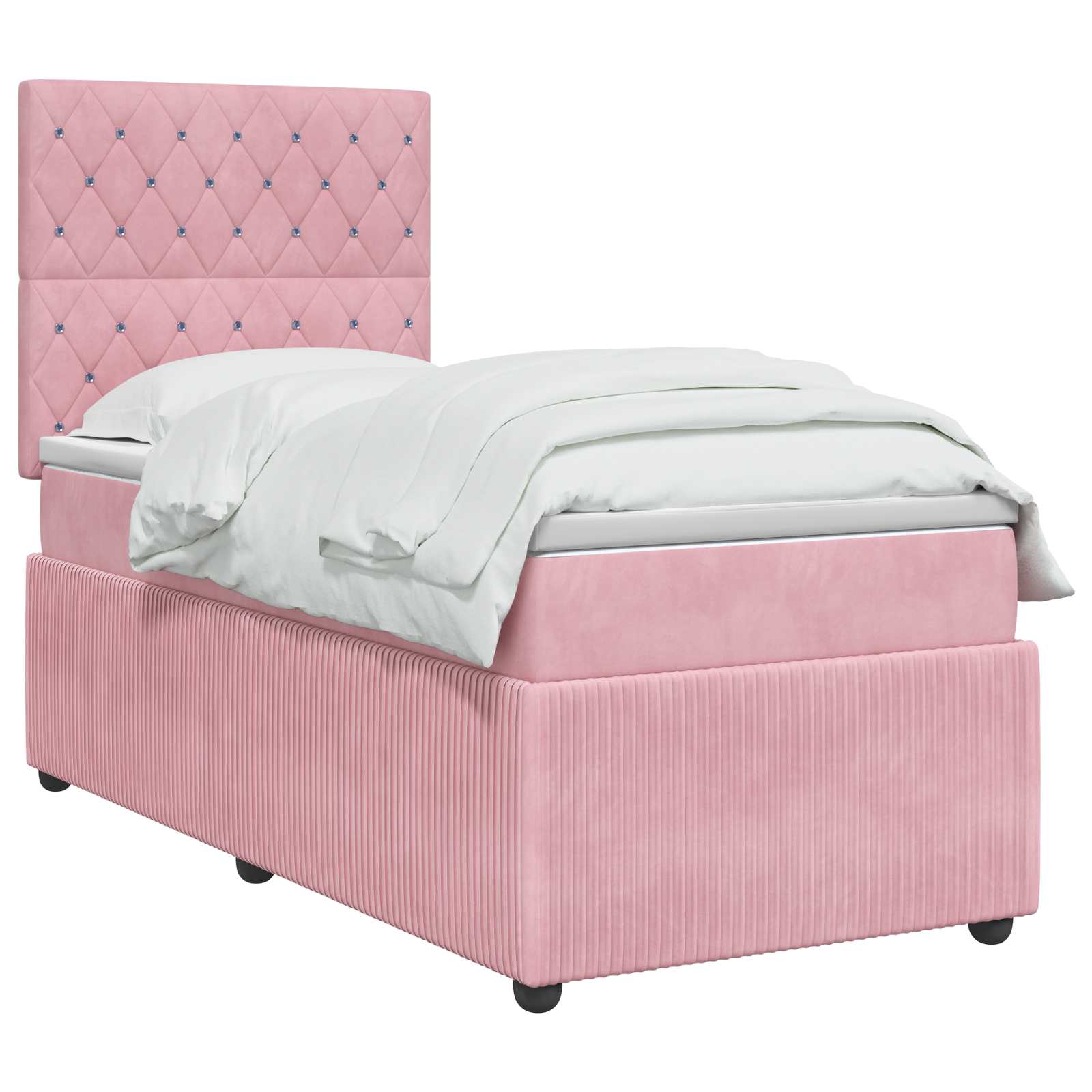LED Boxspring Bed met Matras Roze 100 x 200 cm Fluweel – afbeelding 2