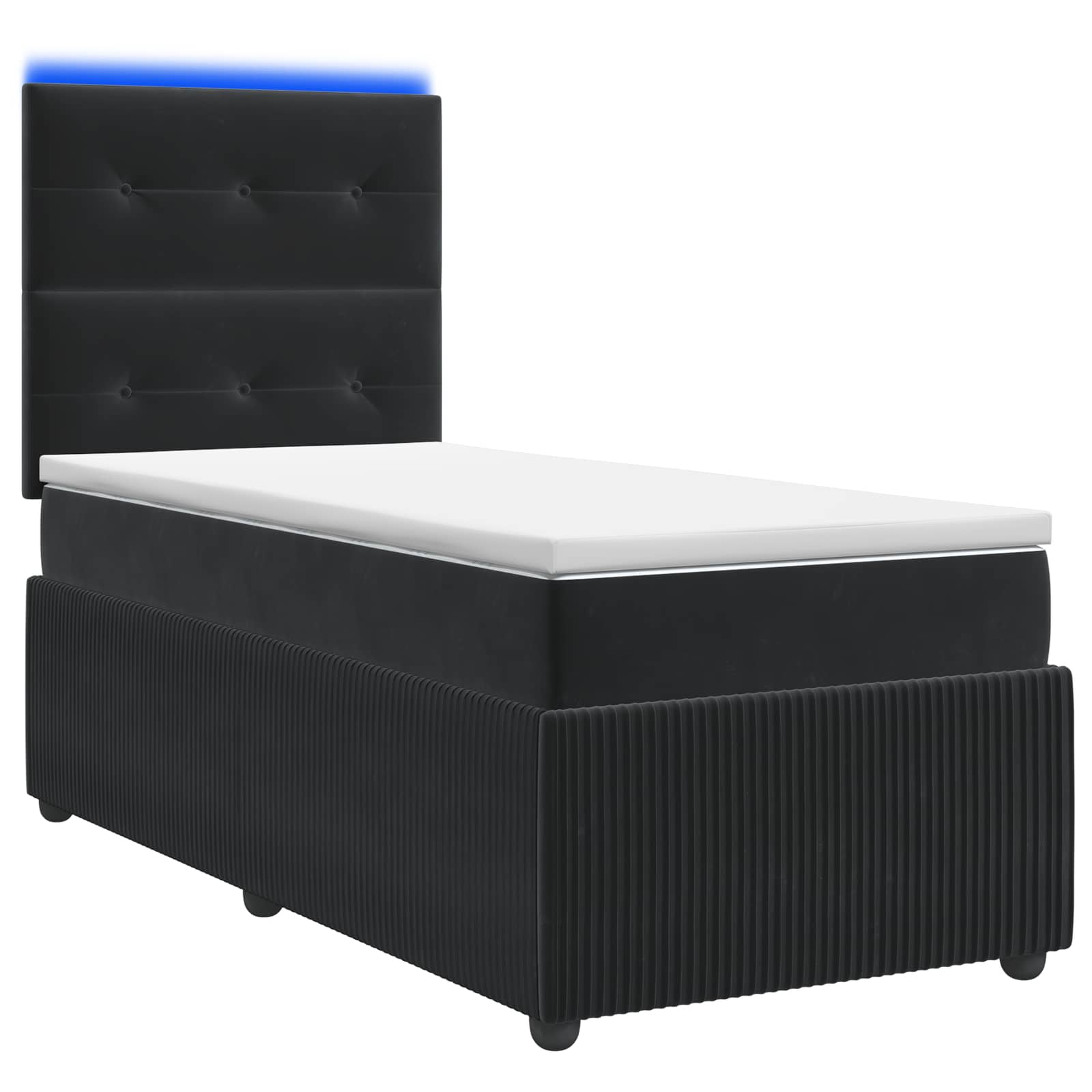 LED Boxspring Bed met Matras Zwart 100 x 200 cm Fluweel – afbeelding 1