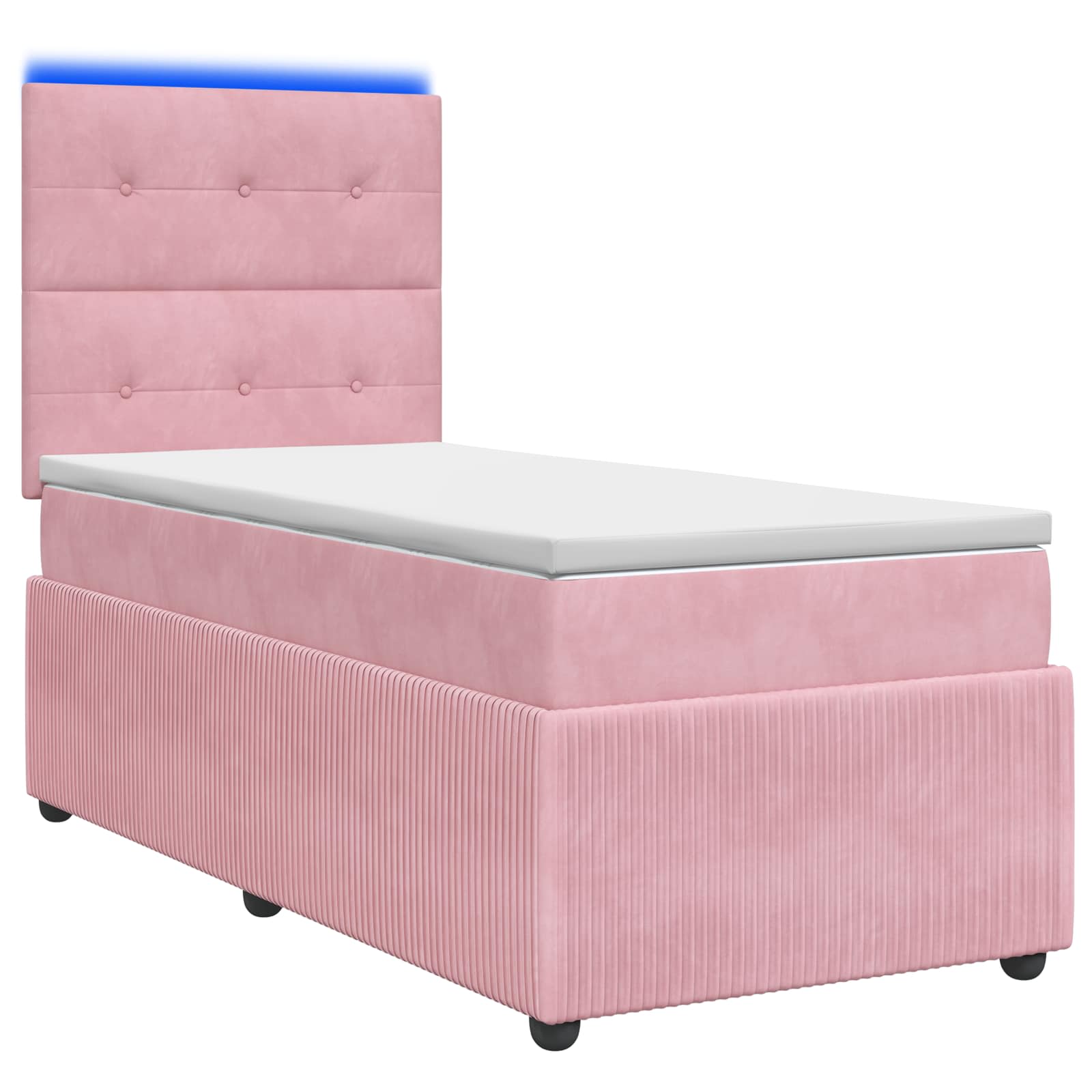 LED Boxspring Bed met Matras Roze 100 x 200 cm Fluweel – afbeelding 1