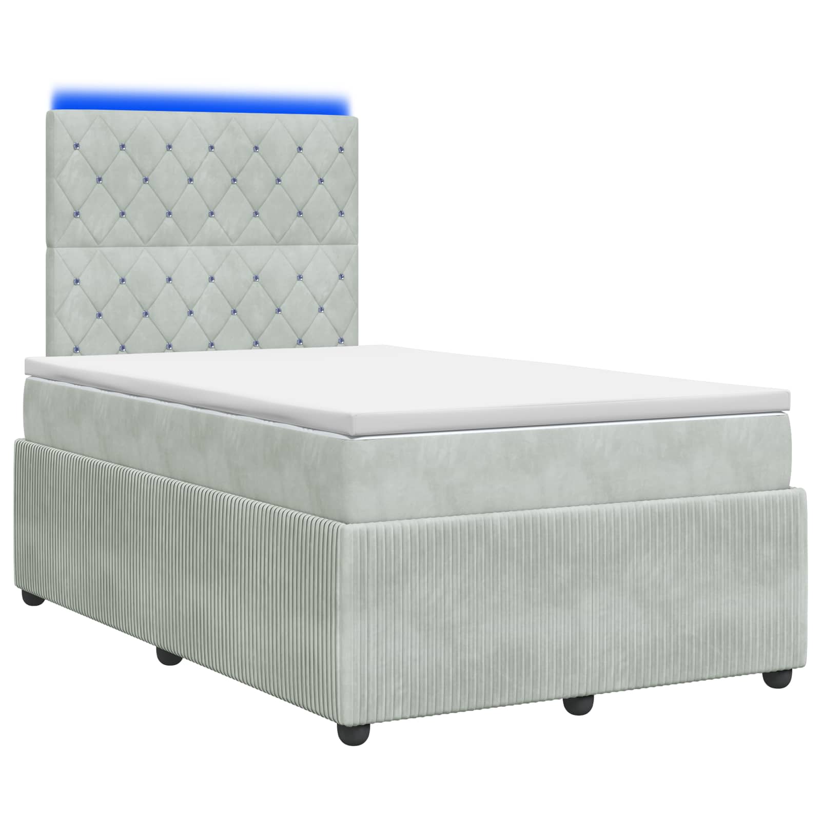 LED Boxspring Bed met Matras Lichtgrijs 120 x 190 cm Fluweel – afbeelding 1
