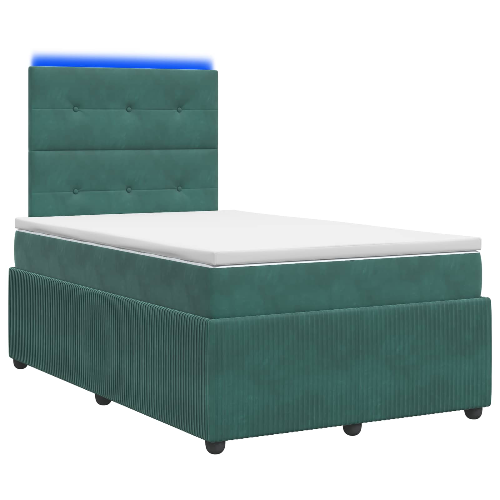 LED Boxspring Bed met Matras Donkergroen 120 x 190 cm Fluweel – afbeelding 1