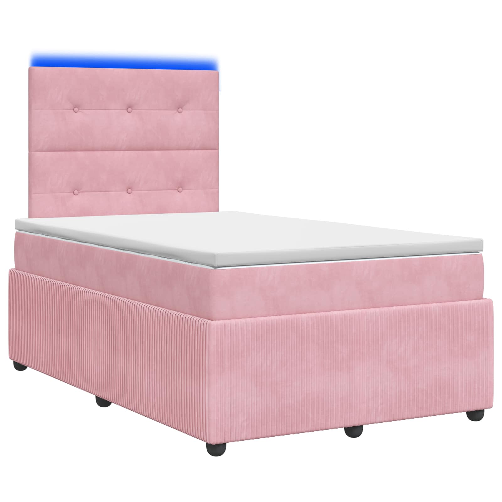 LED Boxspring Bed met Matras Roze 120 x 190 cm Fluweel – afbeelding 1